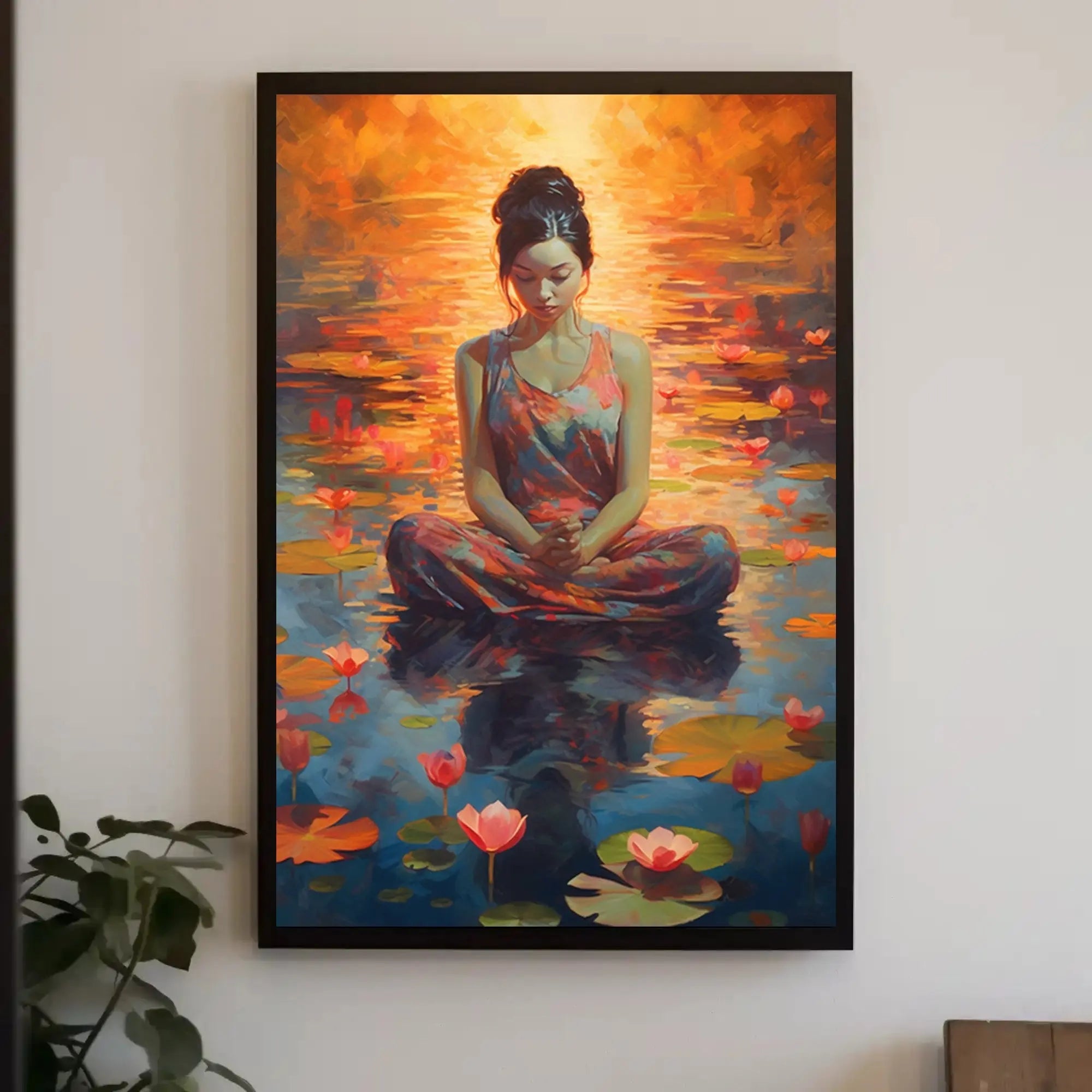 Meditation Serenity on Tranquil Lake Artistic Poster PosterGoat