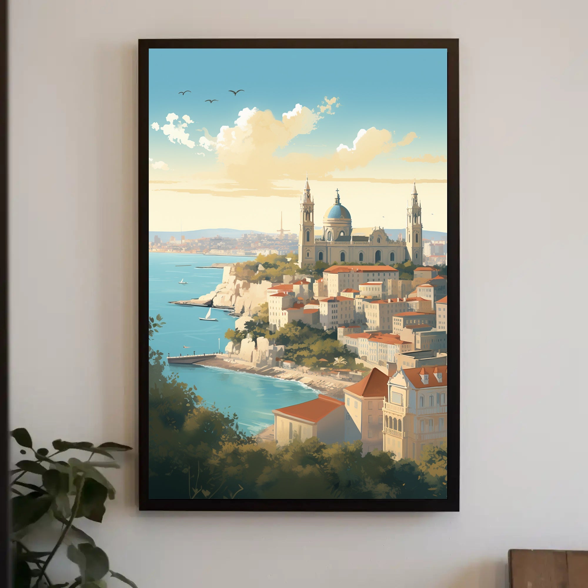 Mediterranean Cityscape Illustration for Travel Poster PosterGoat