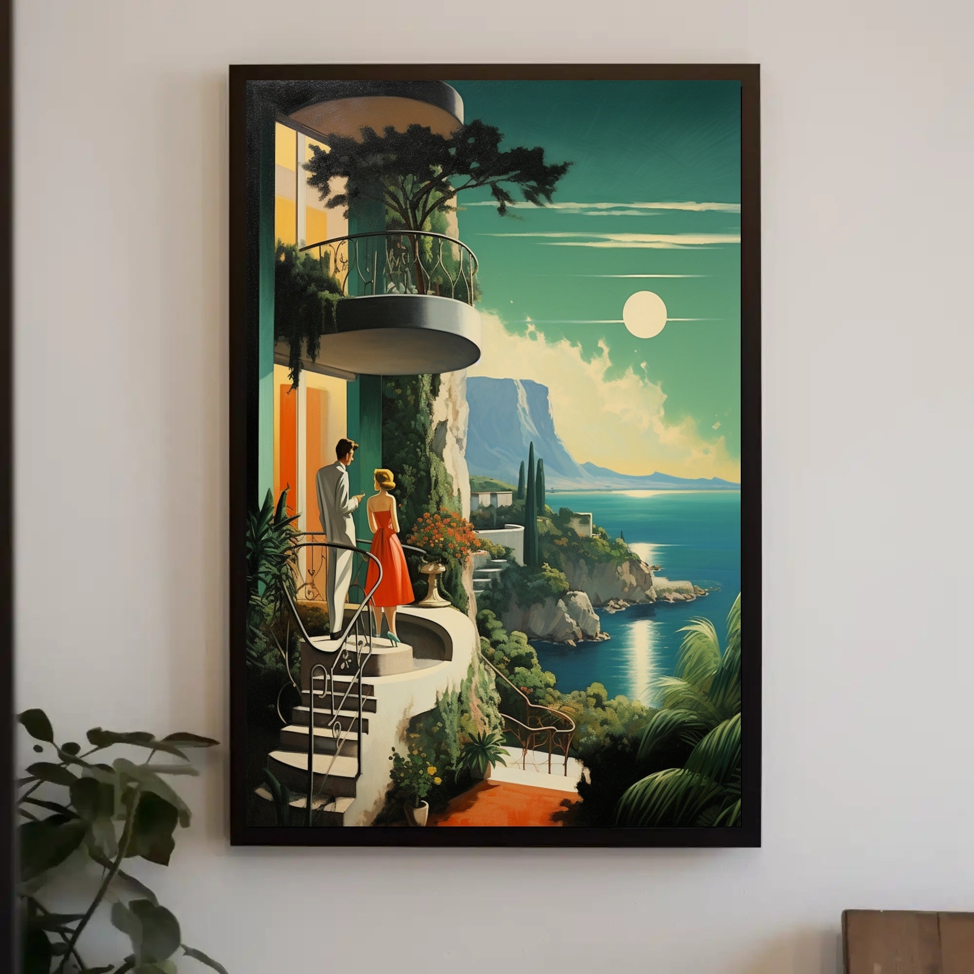 Mediterranean Coastal Elegance: Vintage Travel Poster PosterGoat