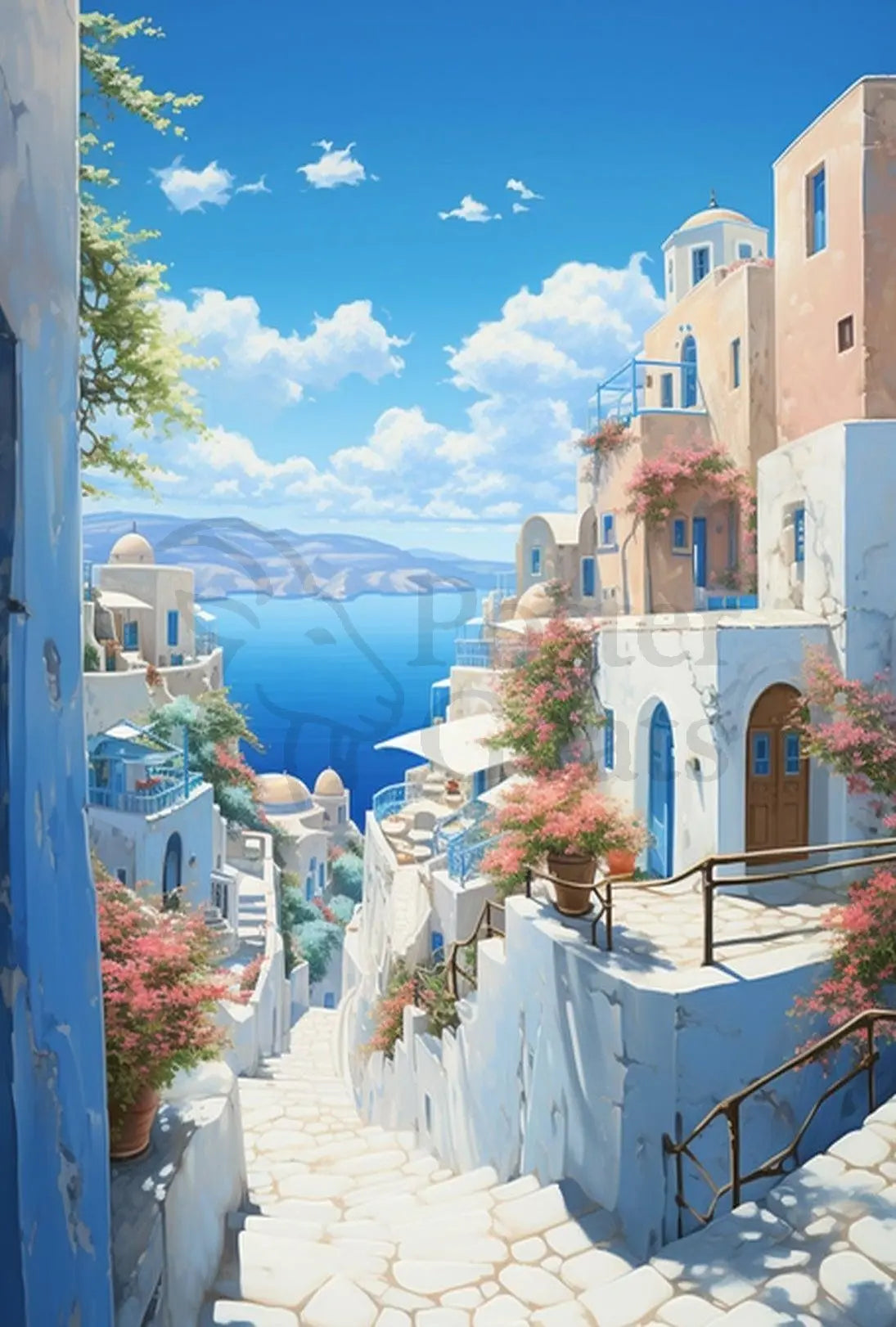 Mediterranean Coastal Retreat Artistic Travel Poster PosterGoat