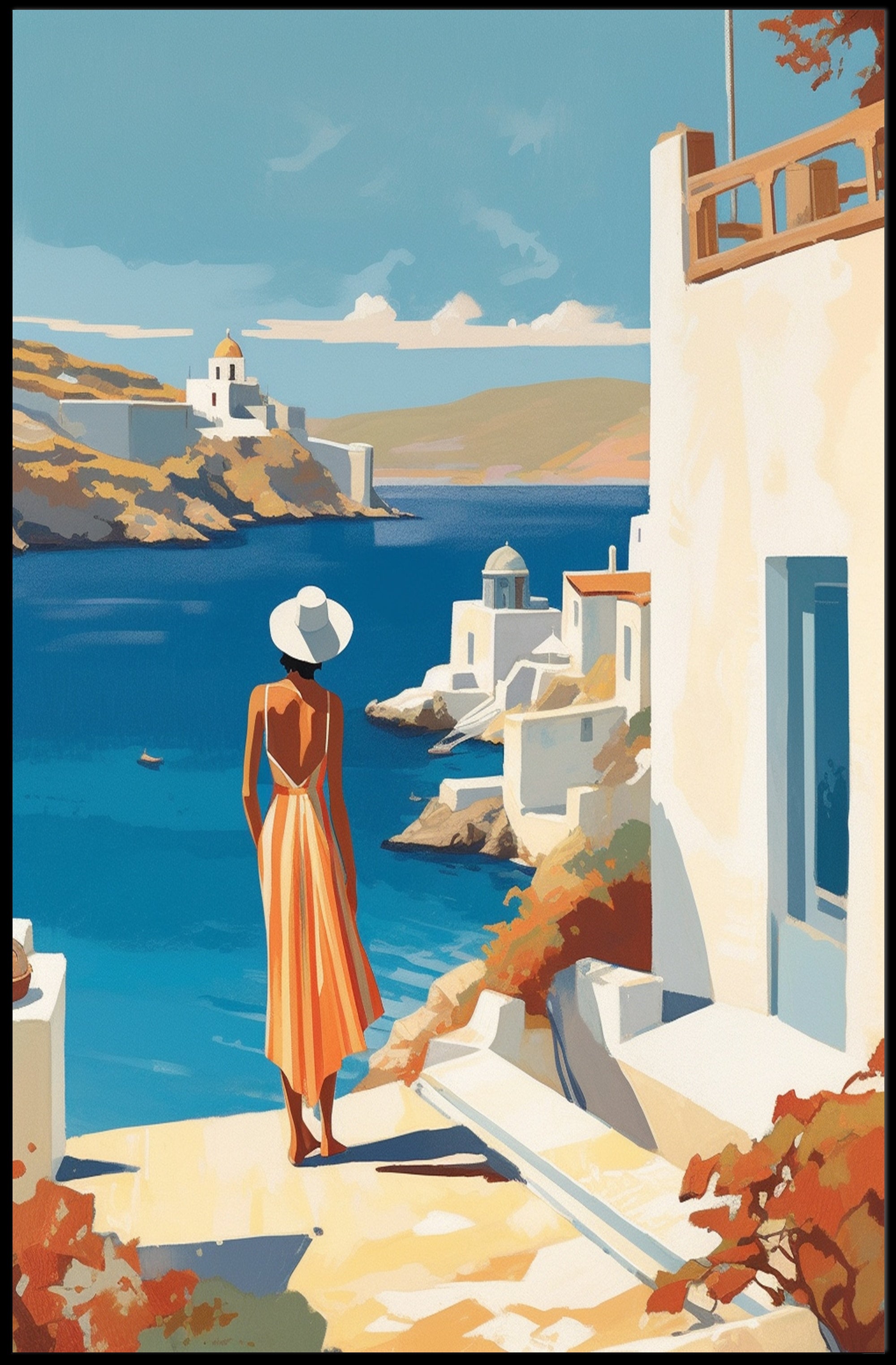 Mediterranean Coastal Scene Travel Poster PosterGoat