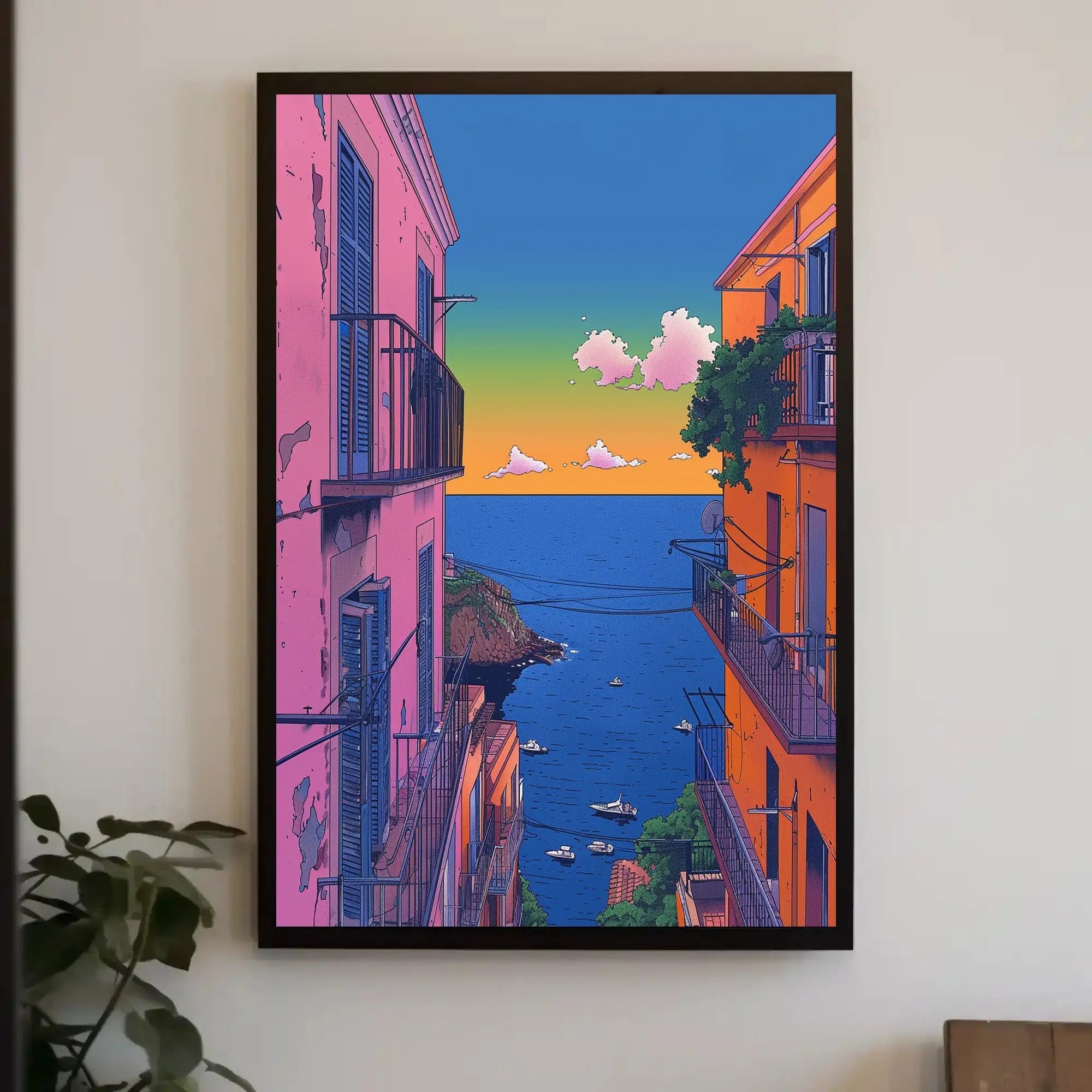 Mediterranean Coastal Town Pop Culture Travel Poster PosterGoat