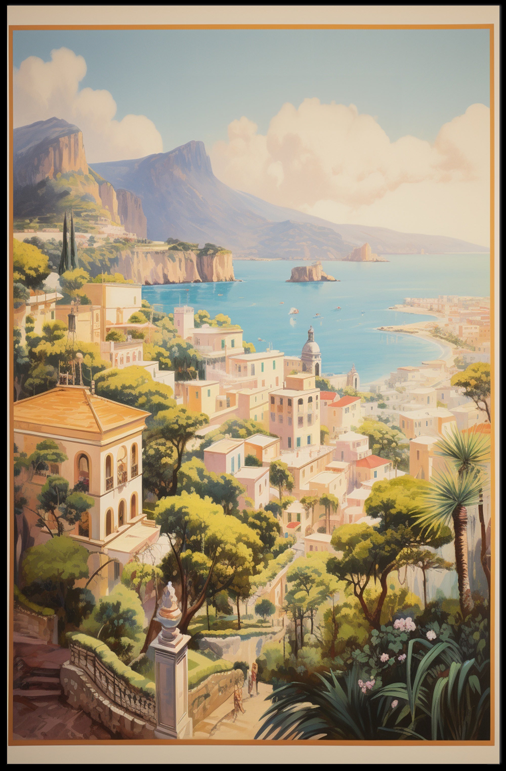 Mediterranean Coastal Townscape Serenity Travel Poster PosterGoat