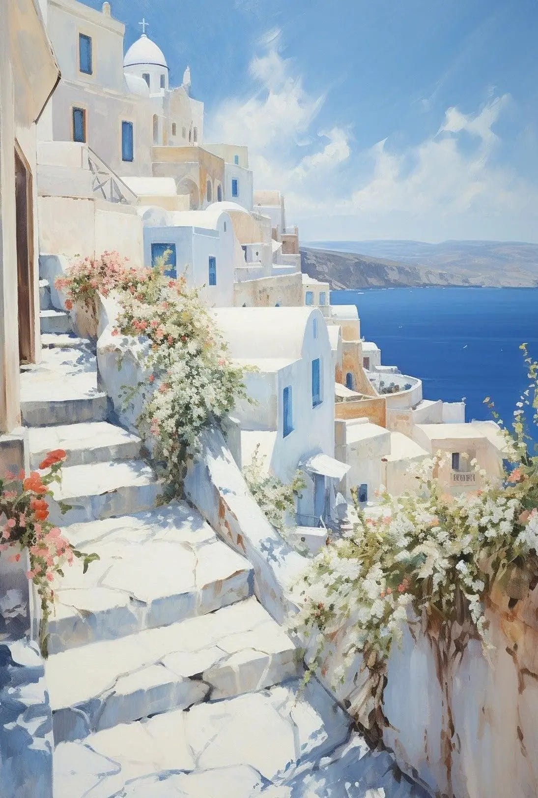 Mediterranean Coastal Village Serenity Travel Poster PosterGoat