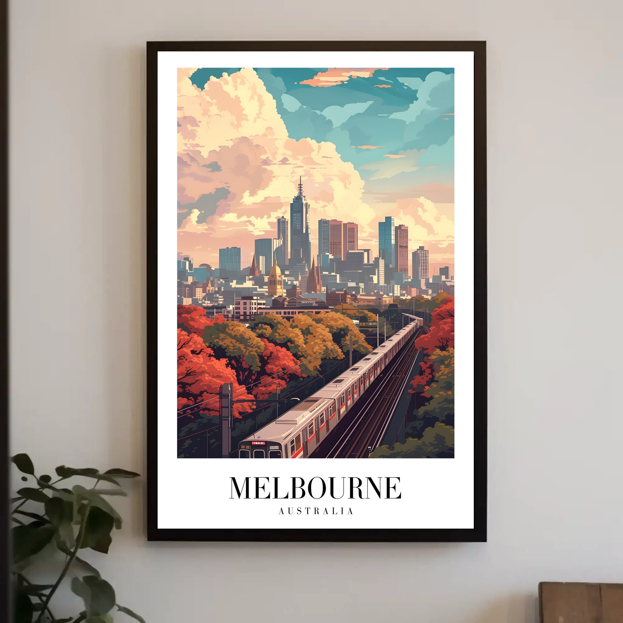 Melbourne Cityscape: Modern Train Journey Urban or Cityscape Poster PosterGoat