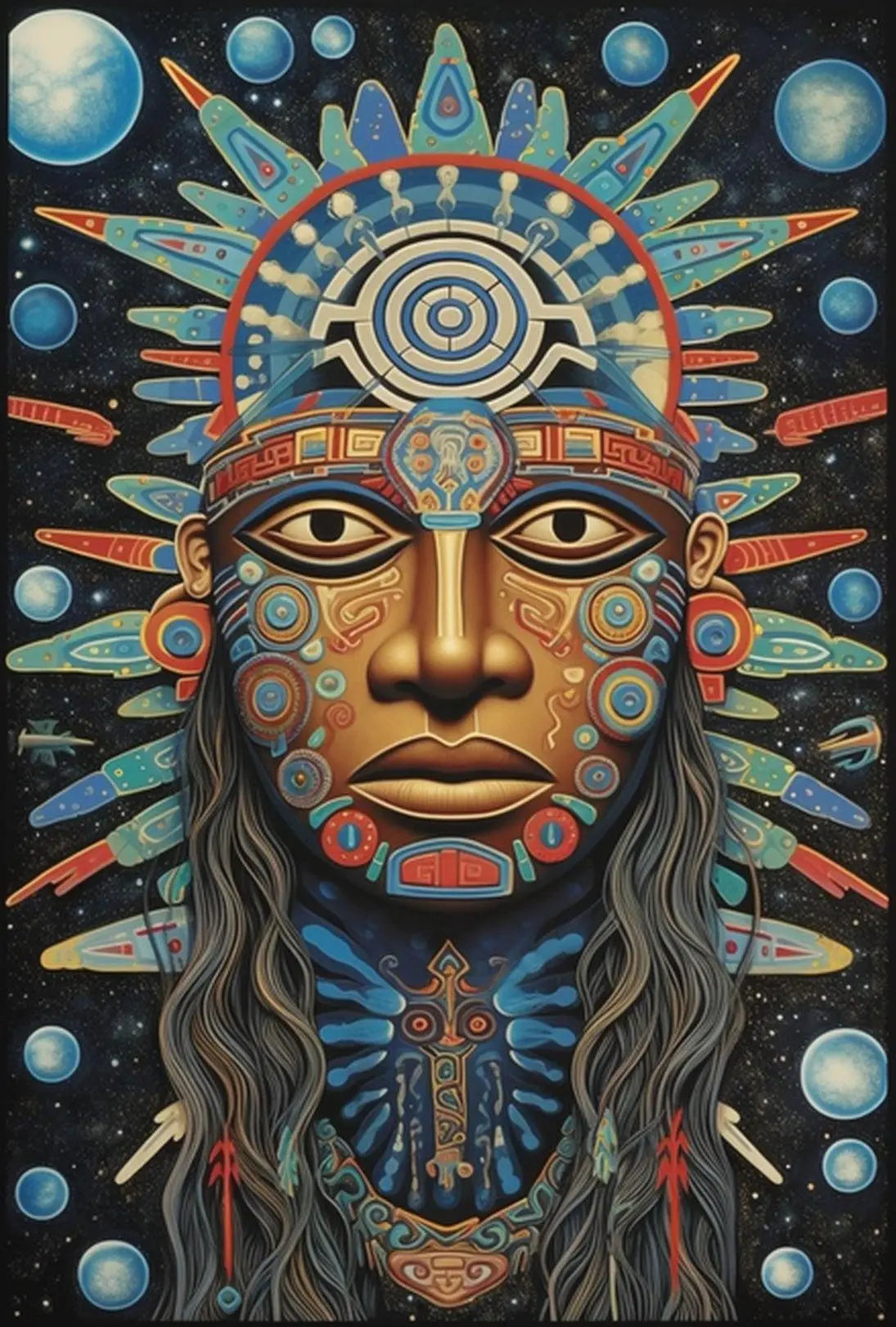 Mesoamerican Myth Meets Futuristic Sci-Fi Poster PosterGoat