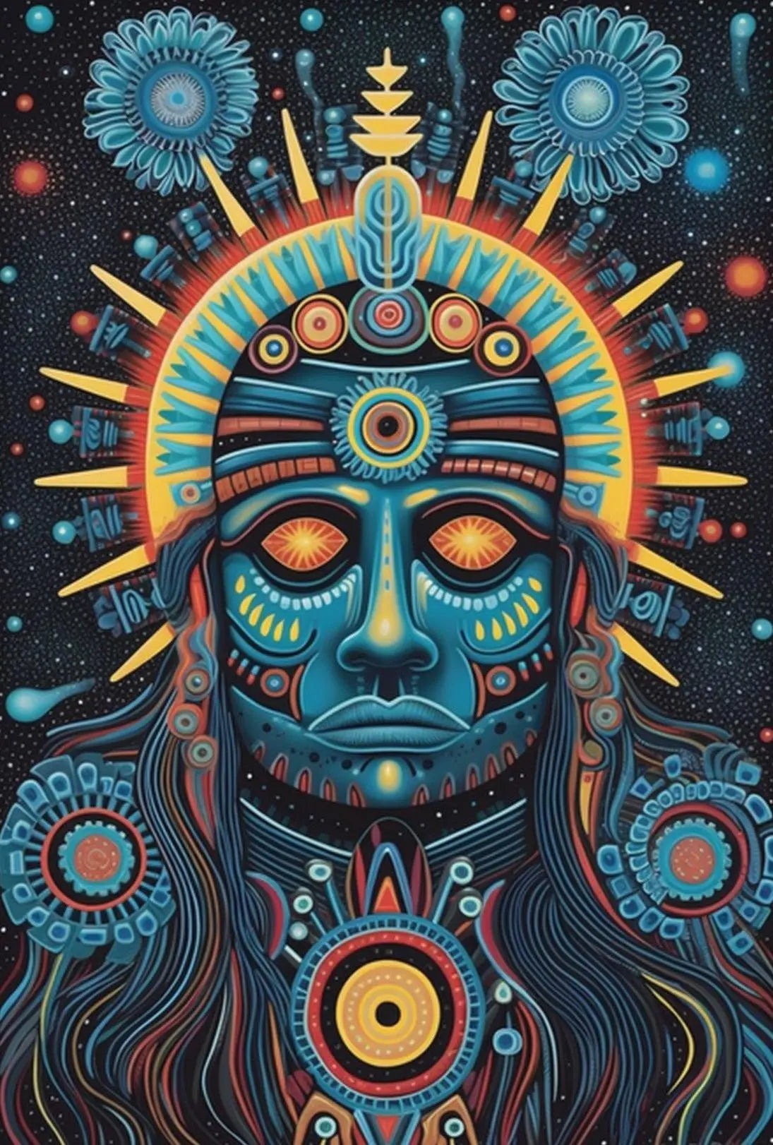 Mesoamerican Psychedelic Tribal Art Print - Abstract Poster PosterGoat