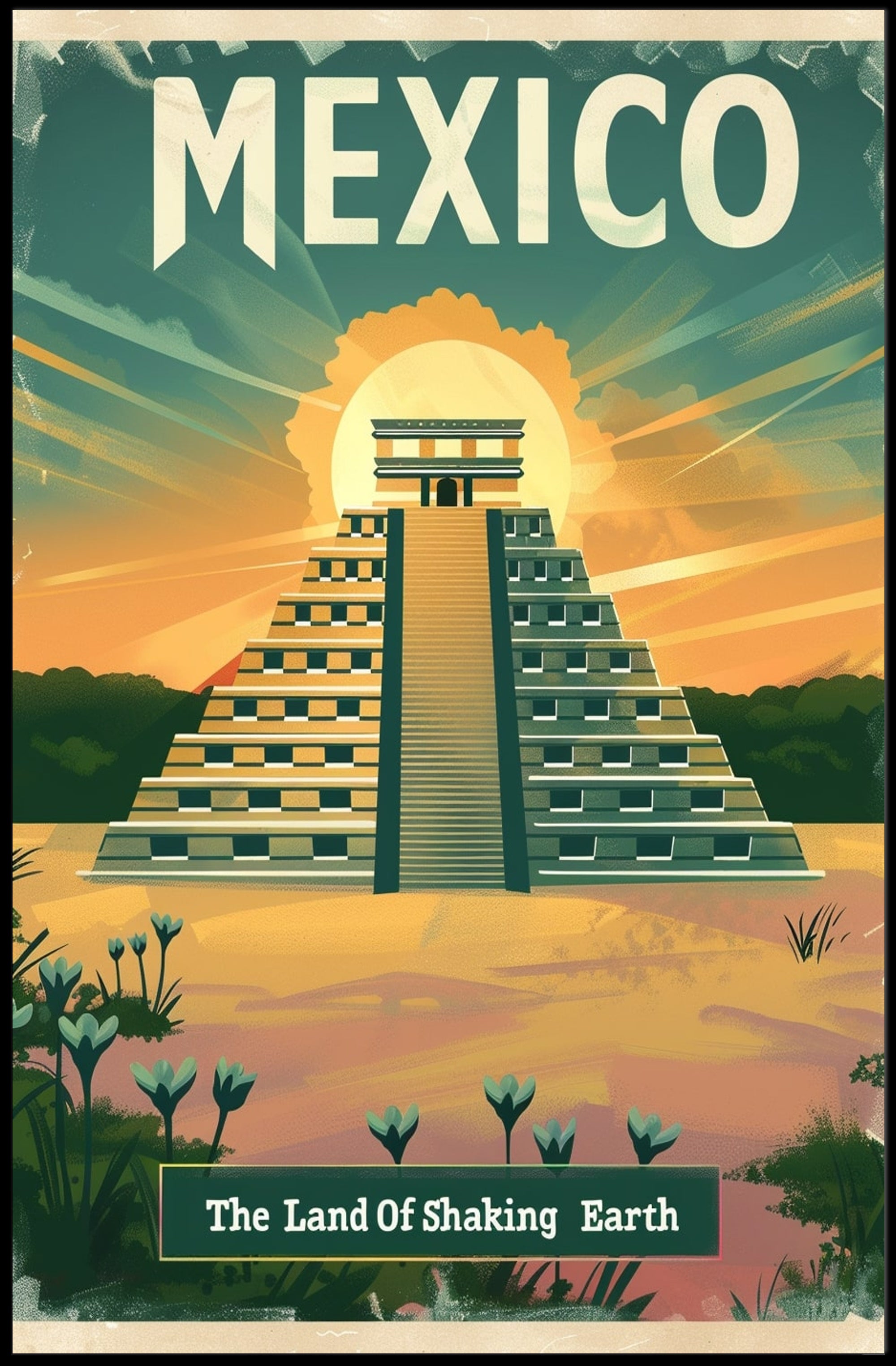 Mesoamerican Pyramid Adventure Travel Poster PosterGoat