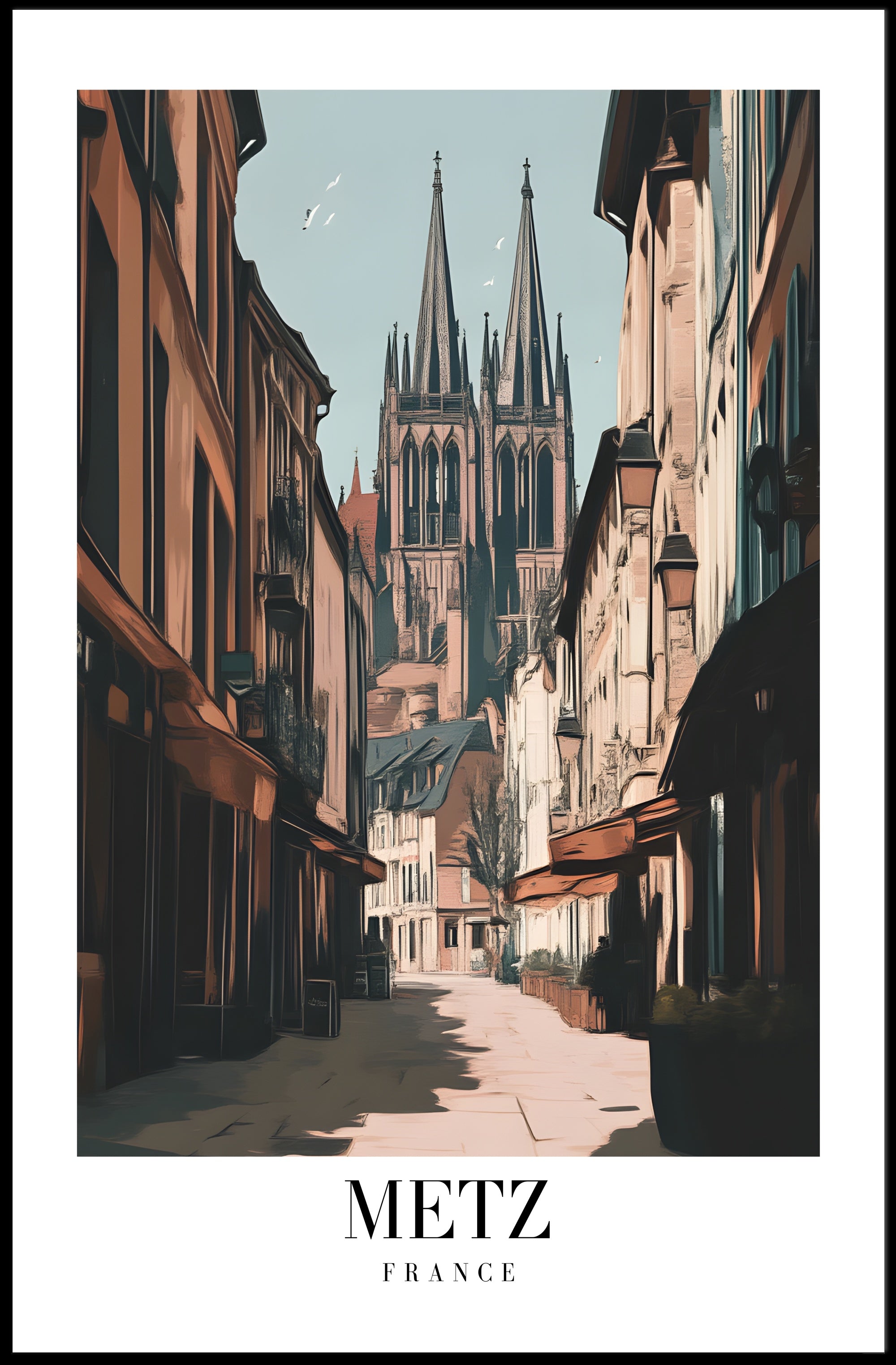Metz Cathedral Street View: Urban or Cityscape Poster PosterGoat