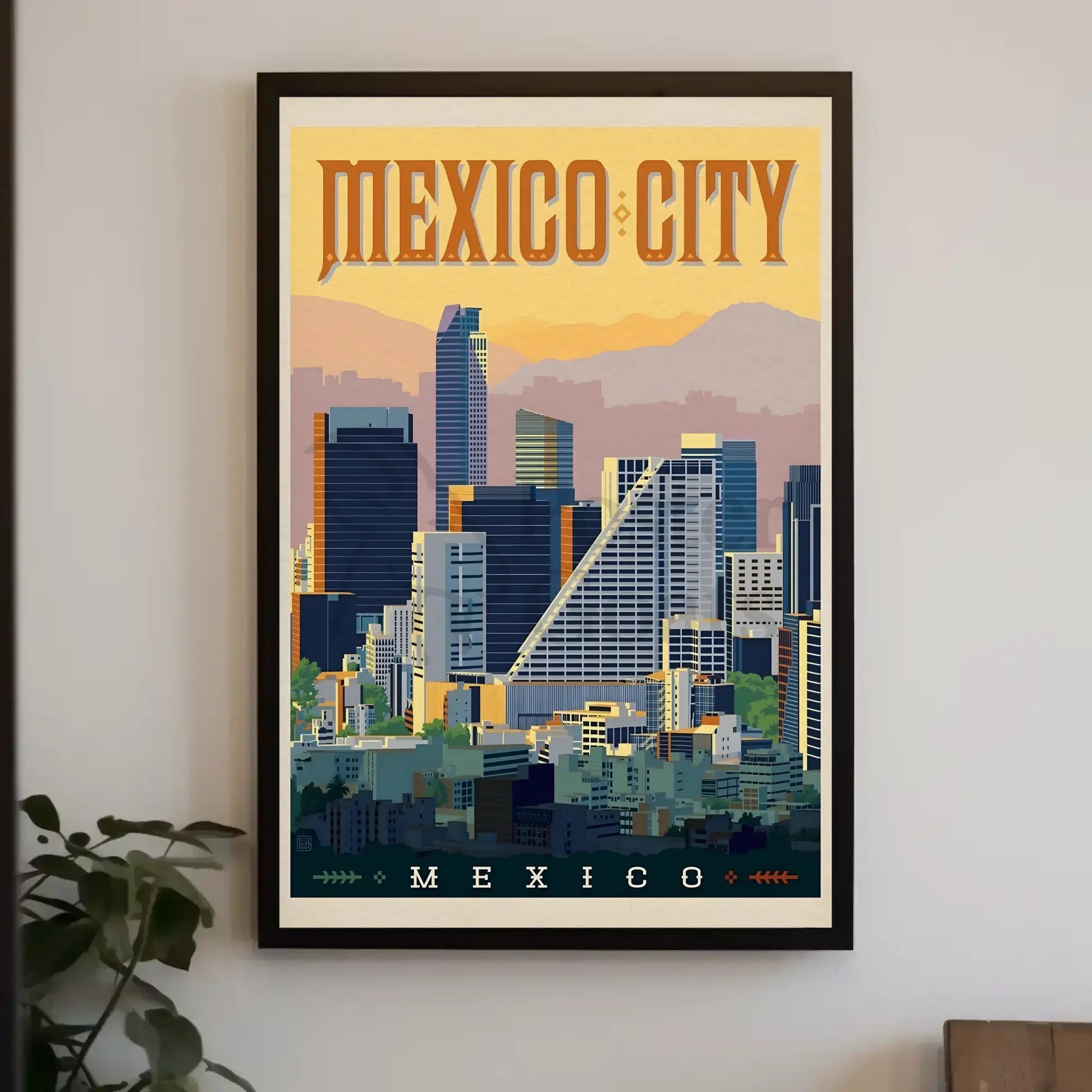 Mexico City Skyline Vintage Travel Poster PosterGoat