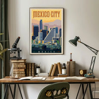Mexico City Skyline Vintage Travel Poster PosterGoat