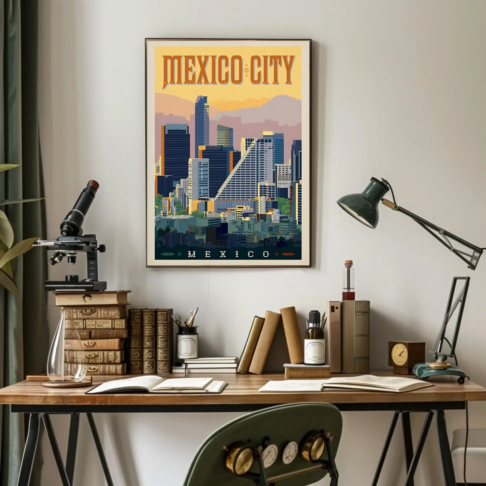 Mexico City Skyline Vintage Travel Poster PosterGoat