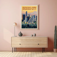 Mexico City Skyline Vintage Travel Poster PosterGoat