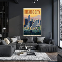 Mexico City Skyline Vintage Travel Poster PosterGoat