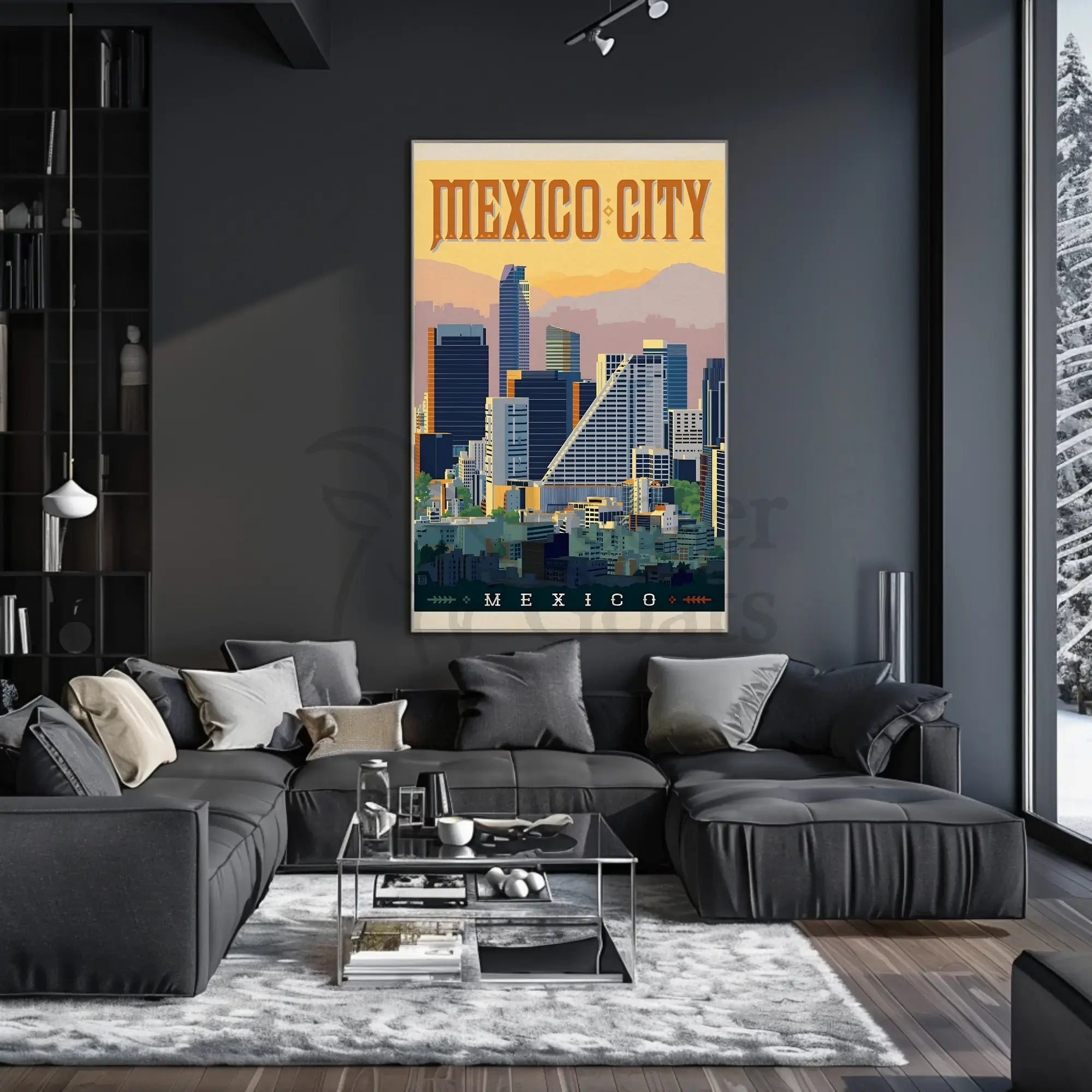 Mexico City Skyline Vintage Travel Poster PosterGoat