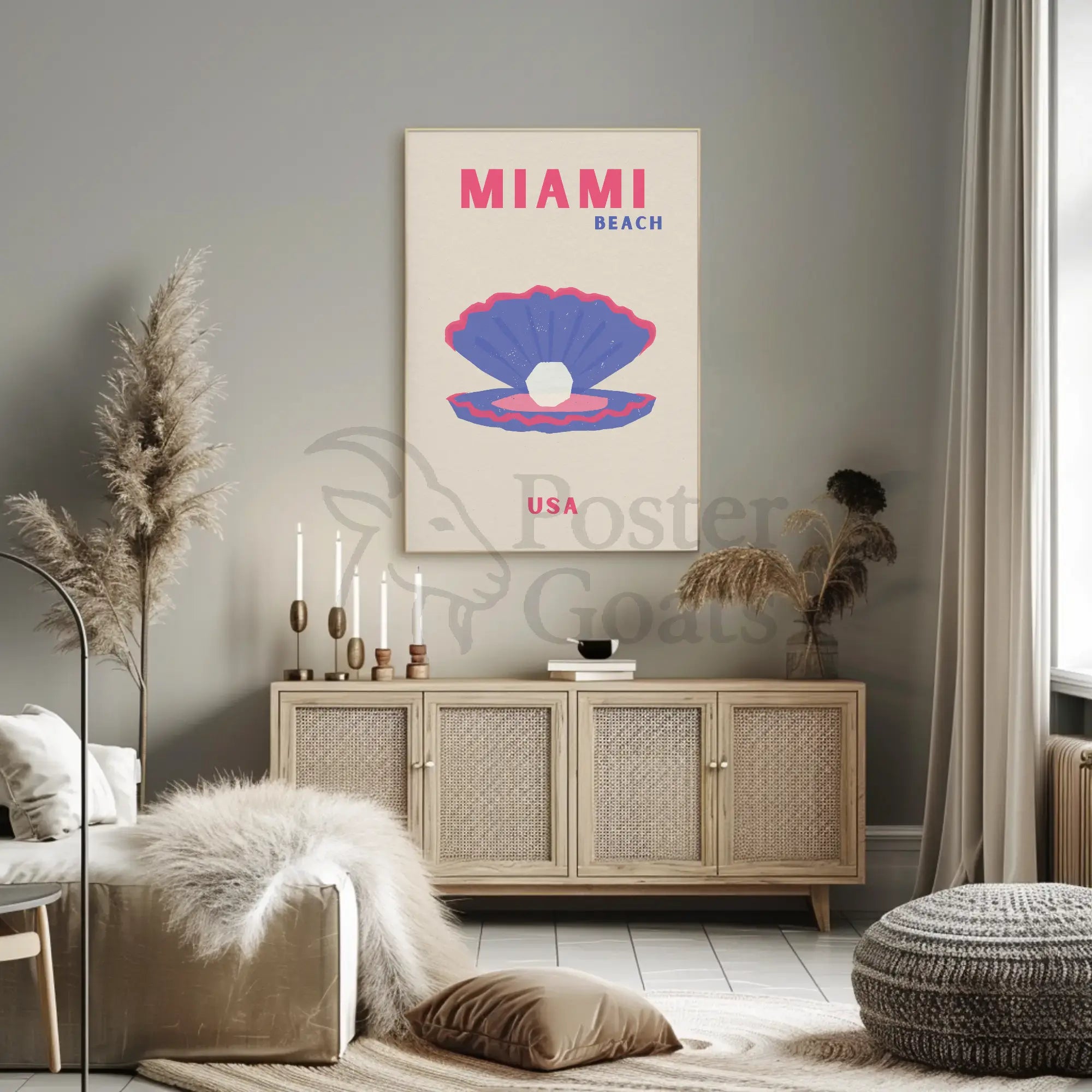 Miami Beach Modern Coastal Travel Poster PosterGoat