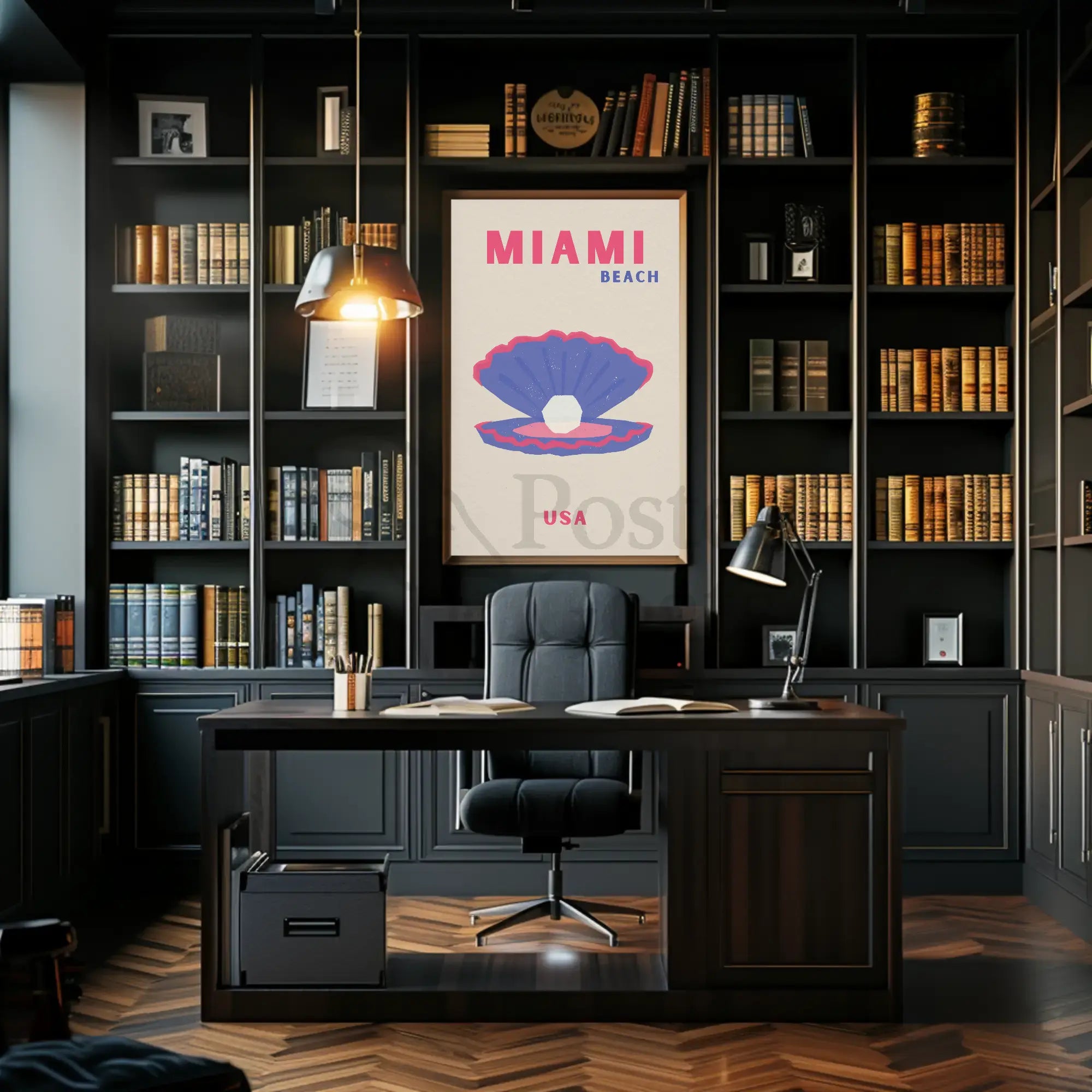 Miami Beach Modern Coastal Travel Poster PosterGoat