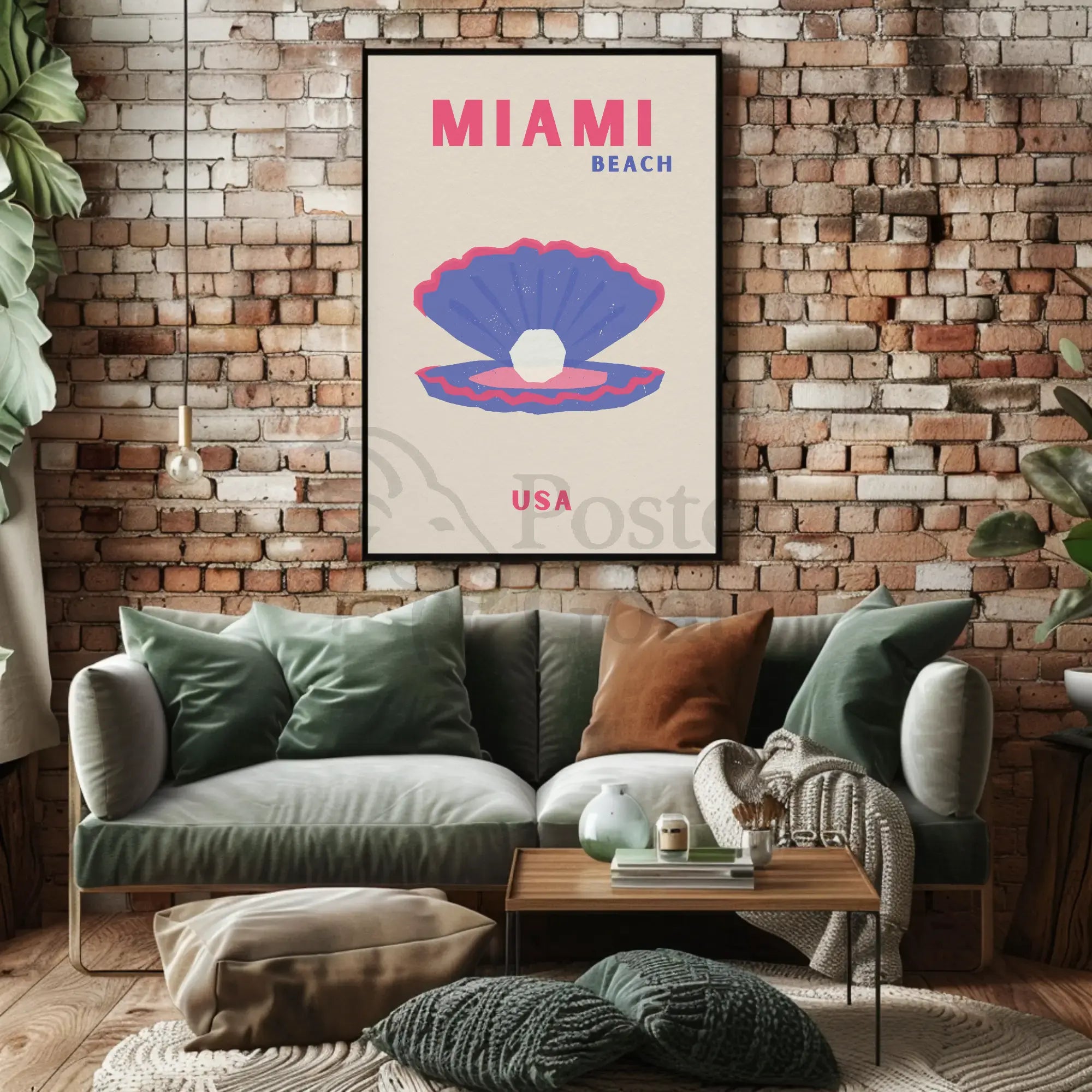 Miami Beach Modern Coastal Travel Poster PosterGoat