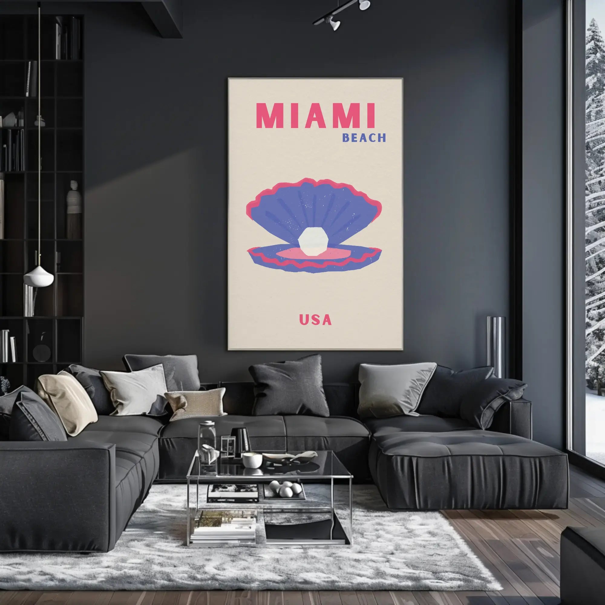 Miami Beach Modern Coastal Travel Poster PosterGoat