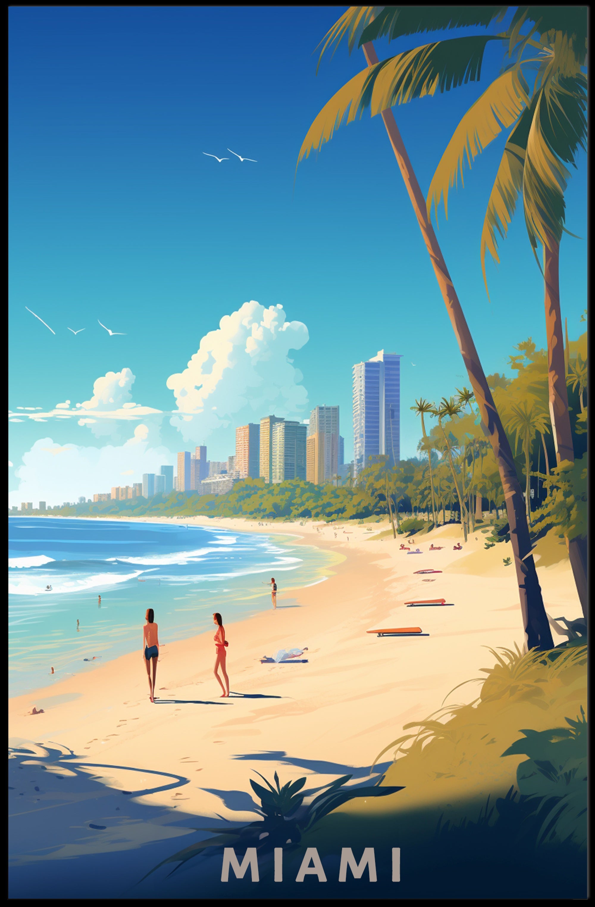Miami Beach Vibes: Modern Cityscape Travel Poster PosterGoat