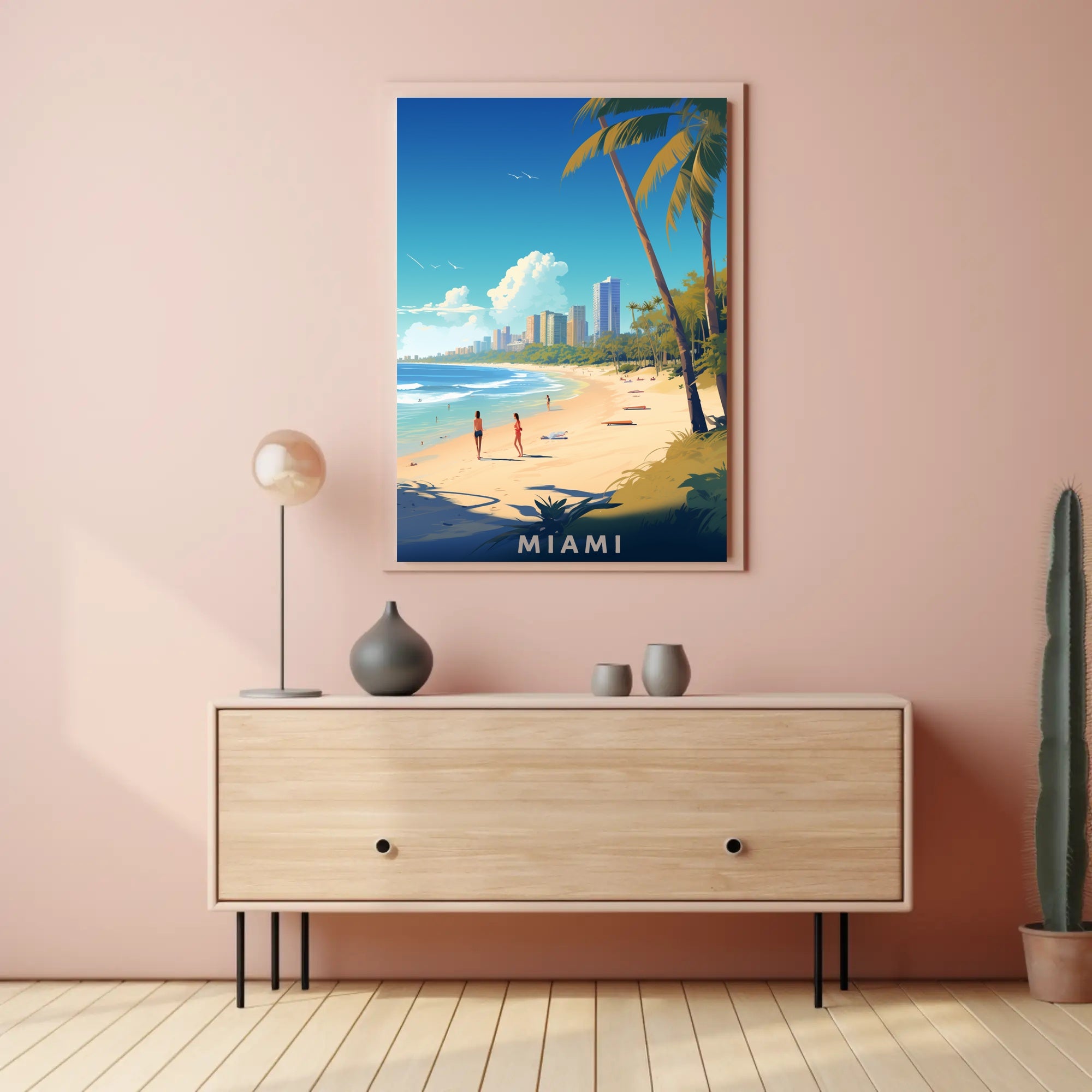 Miami Beach Vibes: Modern Cityscape Travel Poster PosterGoat