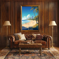 Miami Beach Vibes: Modern Cityscape Travel Poster PosterGoat