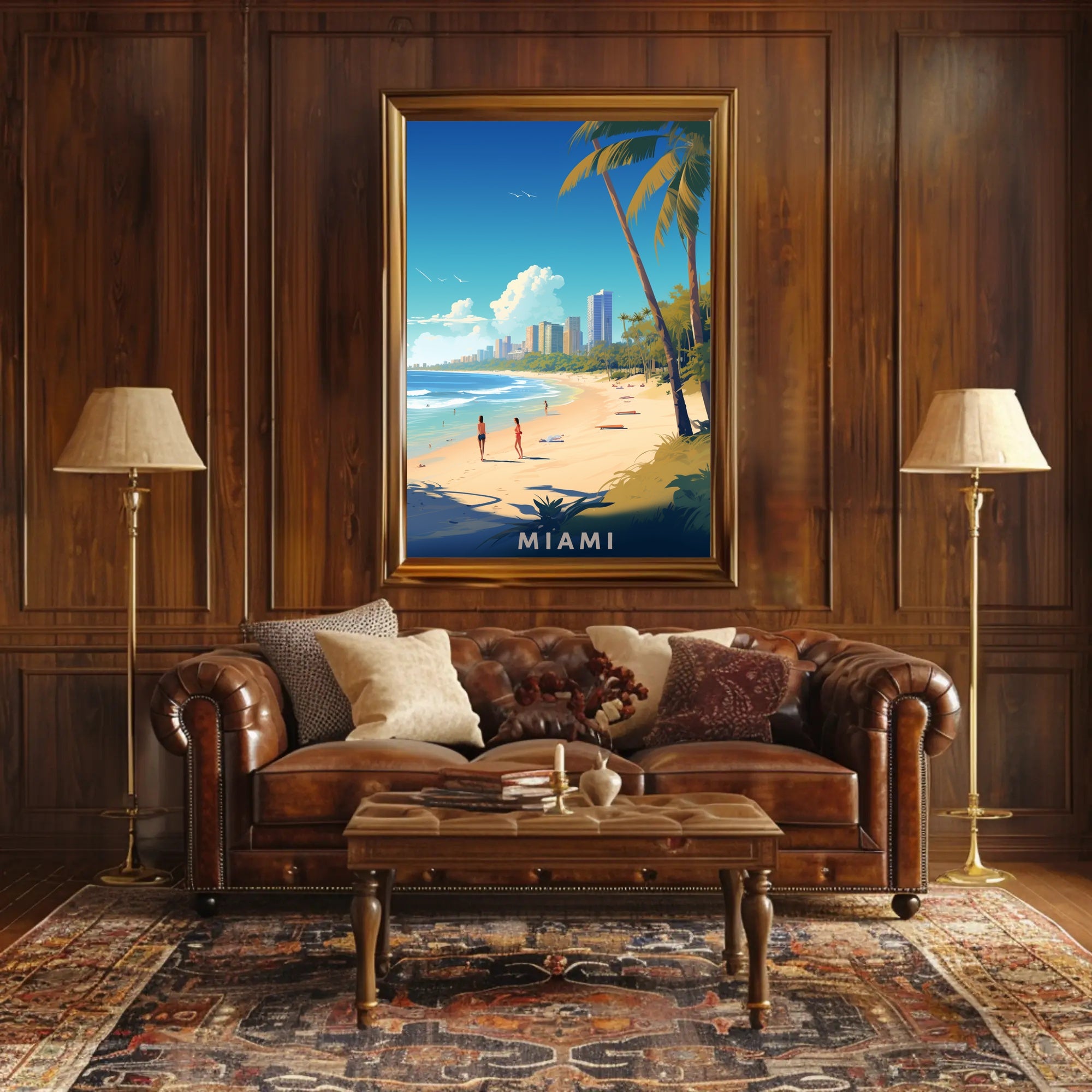 Miami Beach Vibes: Modern Cityscape Travel Poster PosterGoat