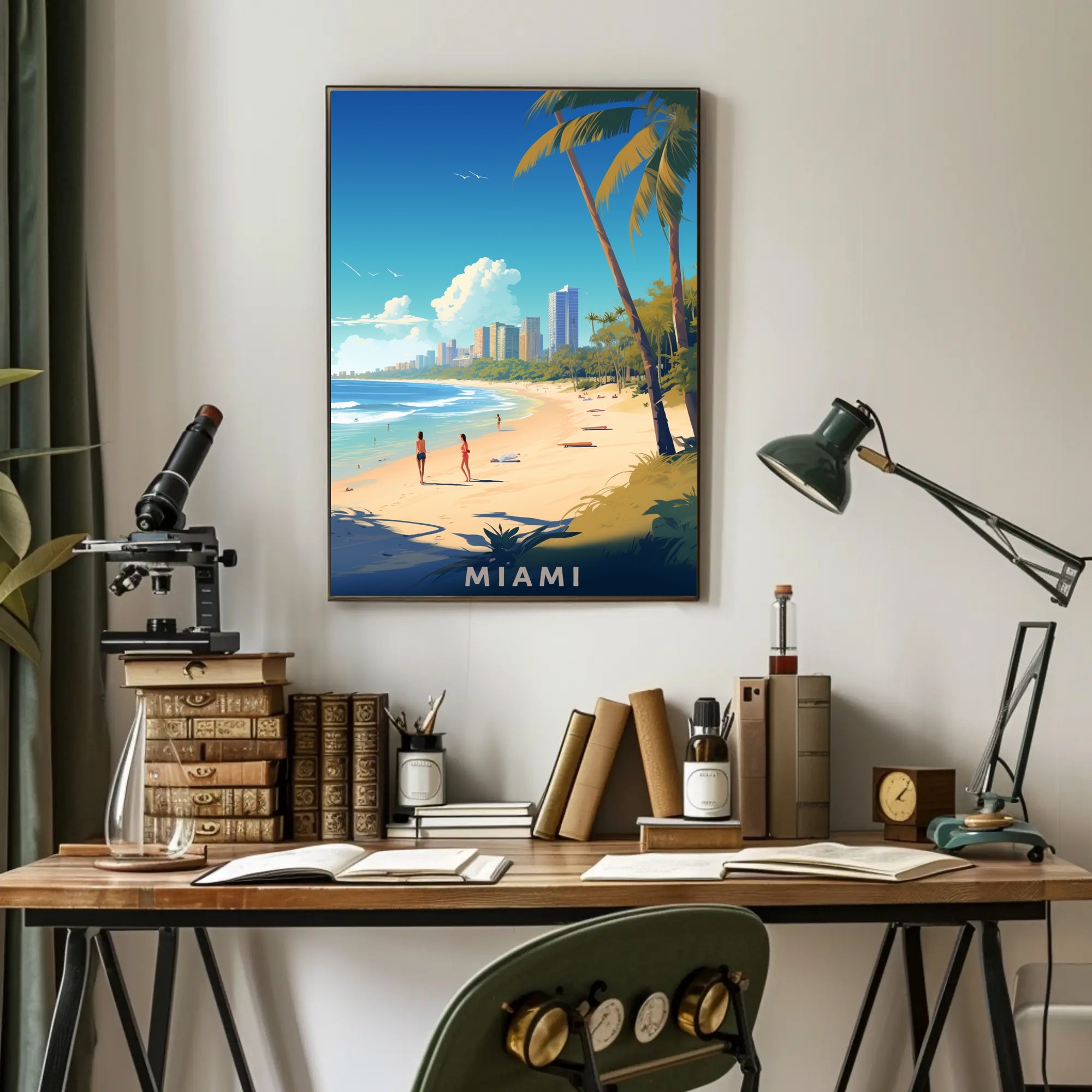 Miami Beach Vibes: Modern Cityscape Travel Poster PosterGoat