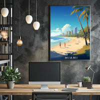 Miami Beach Vibes: Modern Cityscape Travel Poster PosterGoat