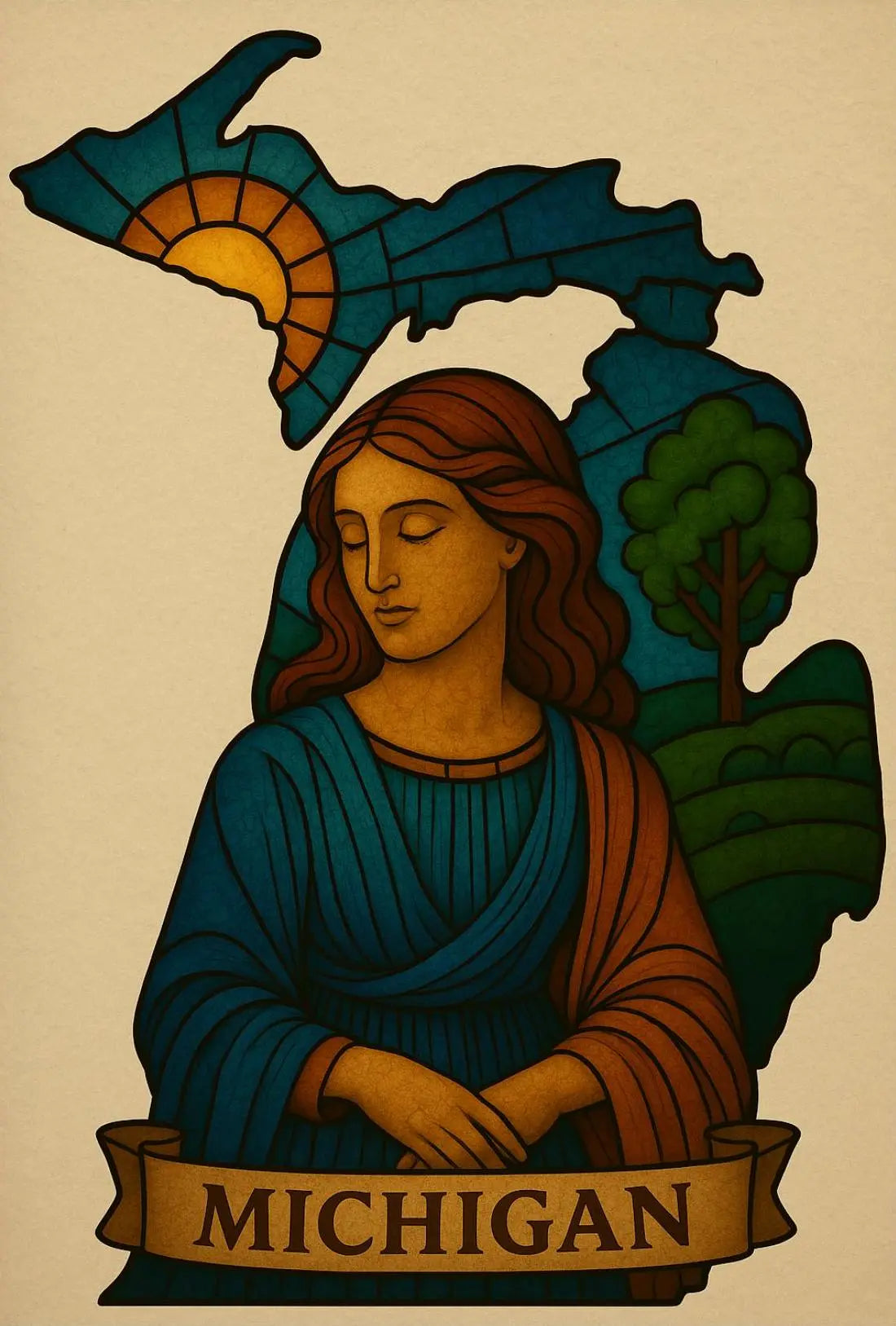 Michigan Elegance Renaissance Style Scenic Travel Poster PosterGoat