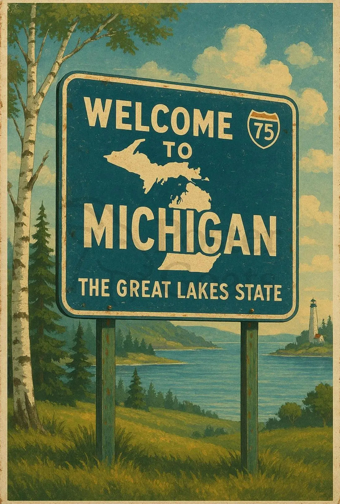 Michigan Great Lakes Vintage Travel Poster PosterGoat
