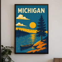 Michigan Lakeside Sunrise Travel Poster PosterGoat