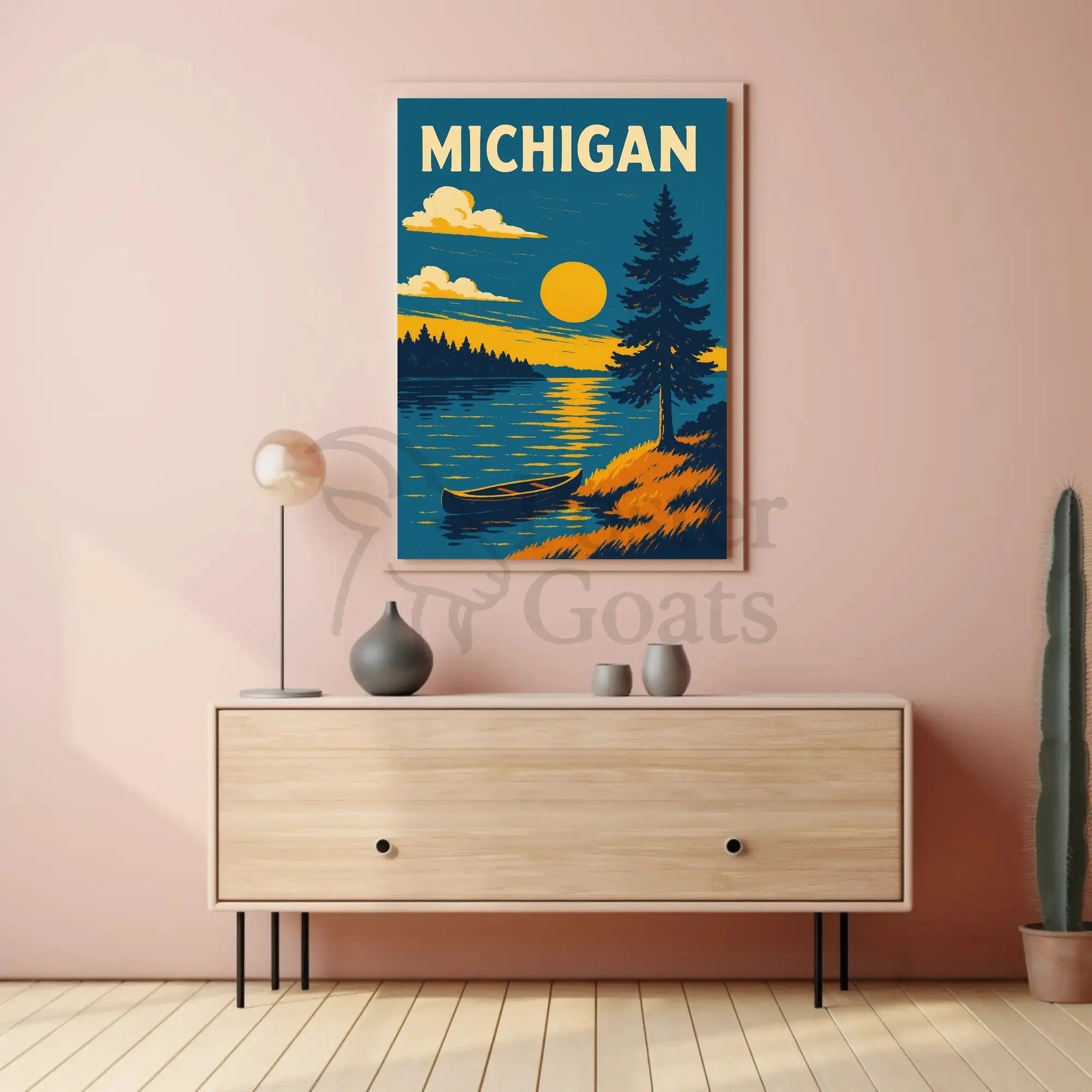 Michigan Lakeside Sunrise Travel Poster PosterGoat