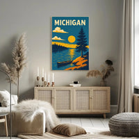 Michigan Lakeside Sunrise Travel Poster PosterGoat