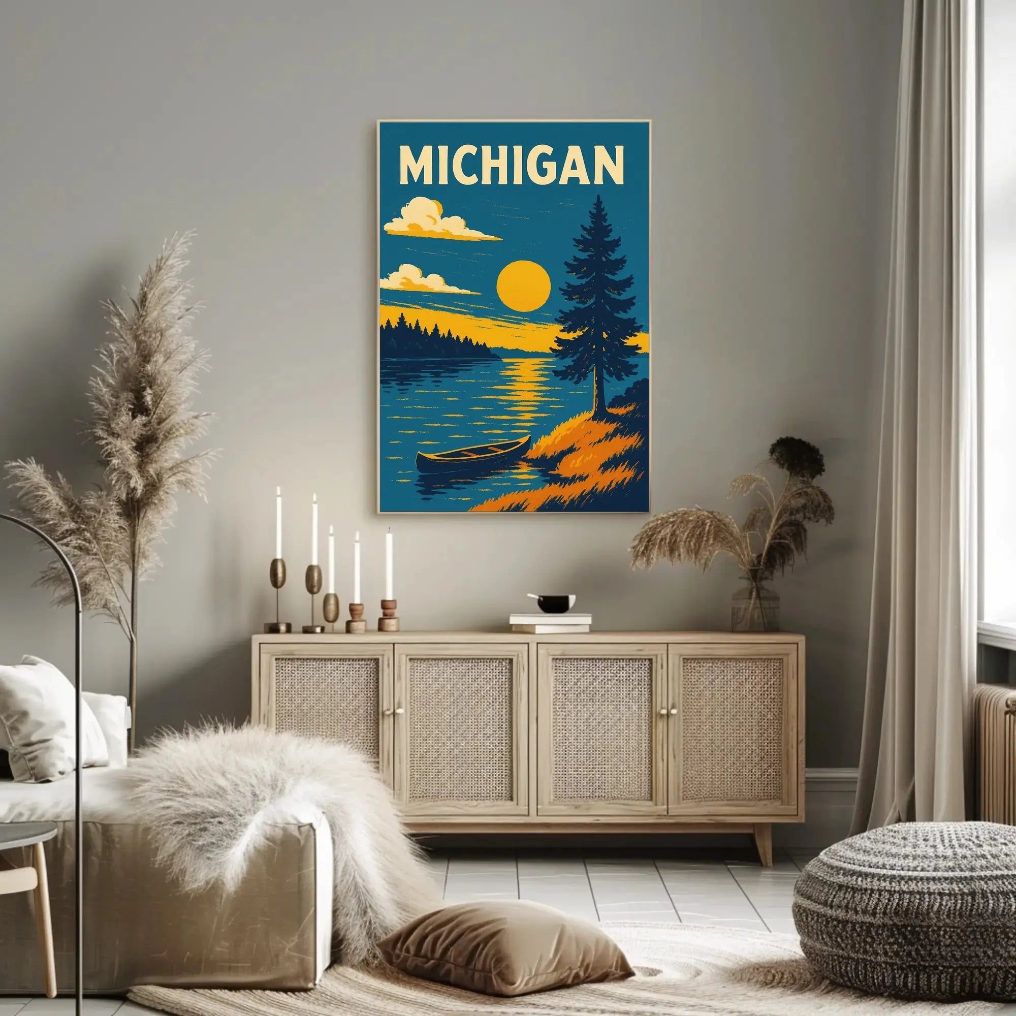 Michigan Lakeside Sunrise Travel Poster PosterGoat