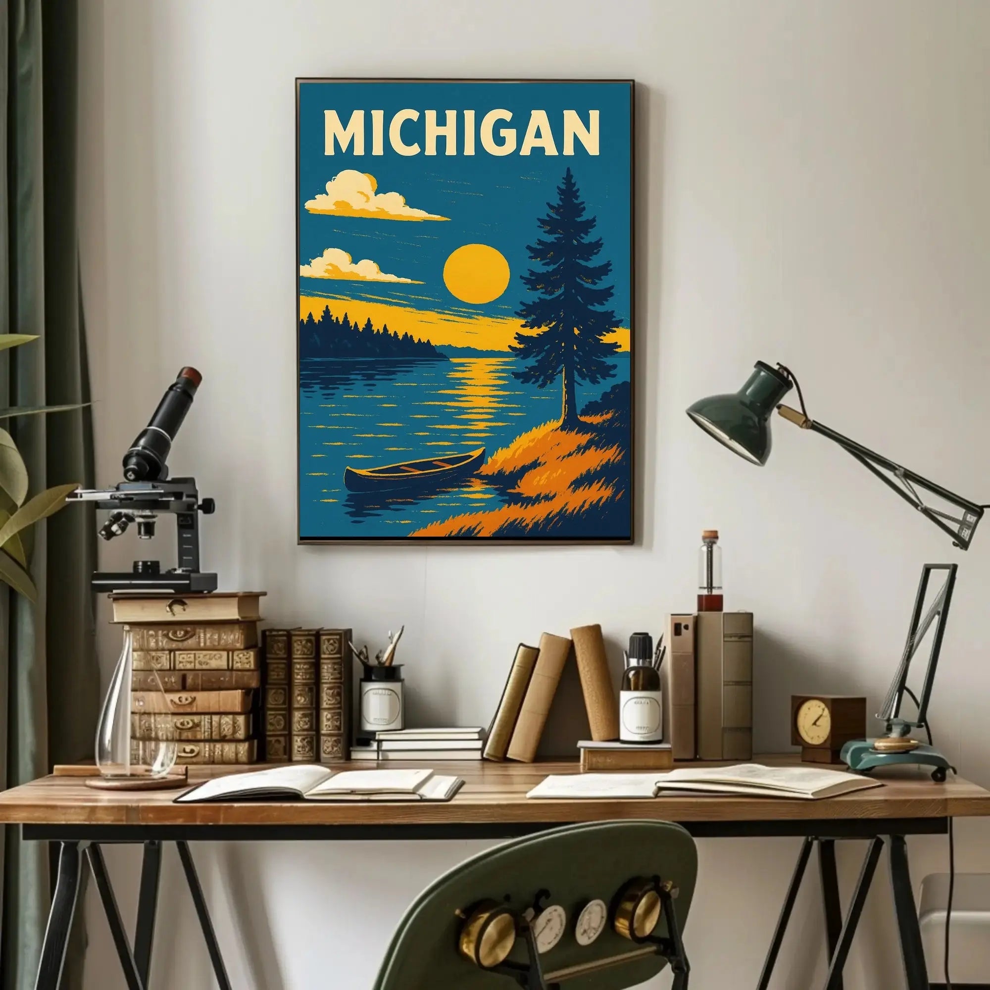 Michigan Lakeside Sunrise Travel Poster PosterGoat