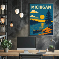 Michigan Lakeside Sunrise Travel Poster PosterGoat