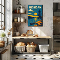 Michigan Lakeside Sunrise Travel Poster PosterGoat