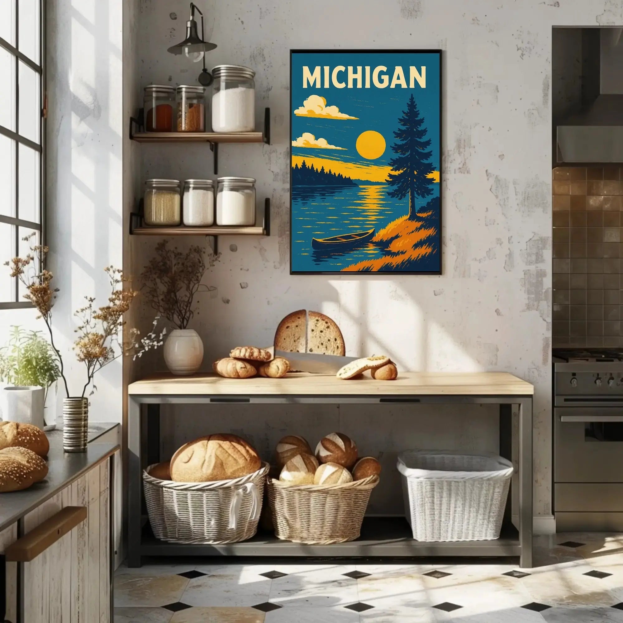 Michigan Lakeside Sunrise Travel Poster PosterGoat