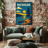 Michigan Lakeside Sunrise Travel Poster PosterGoat