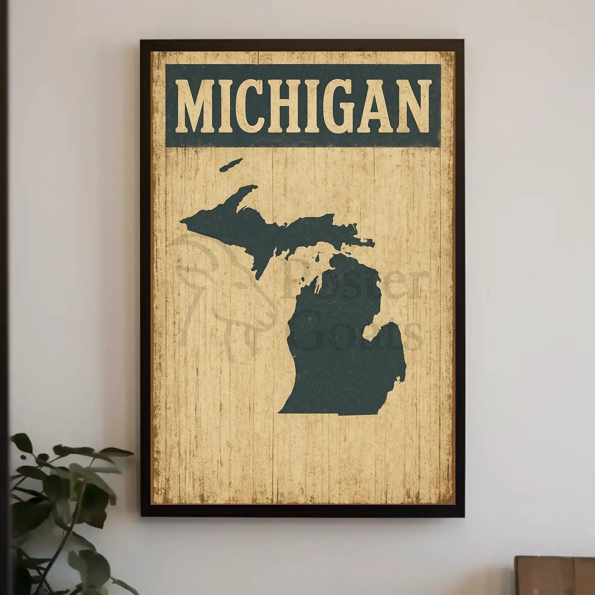 Michigan Retro Silhouette Vintage Travel Poster PosterGoat