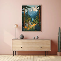 Mid-Century Inspired Serene Campsite Travel Poster PosterGoat