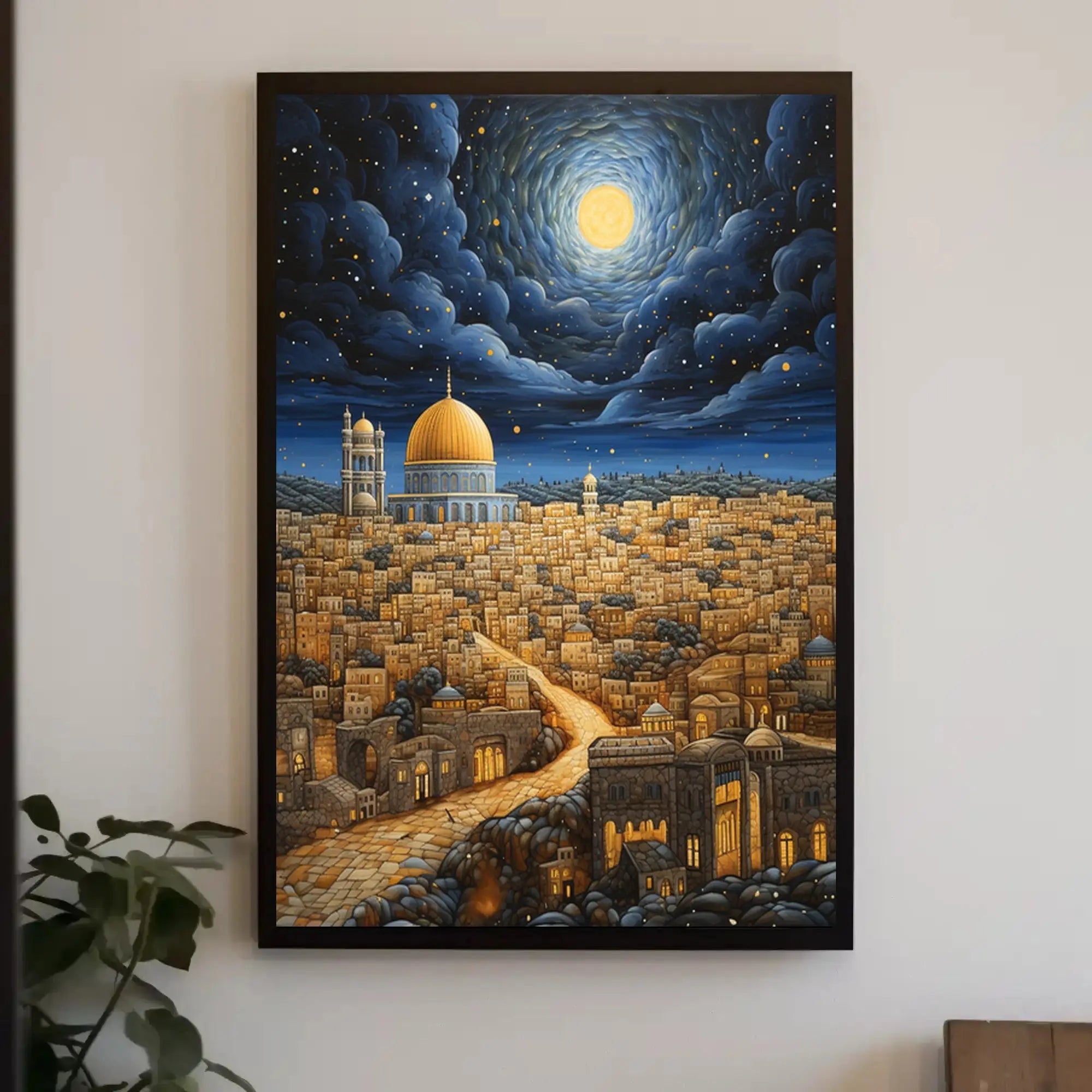 Middle Eastern Cityscape Night View Artistic Poster PosterGoat
