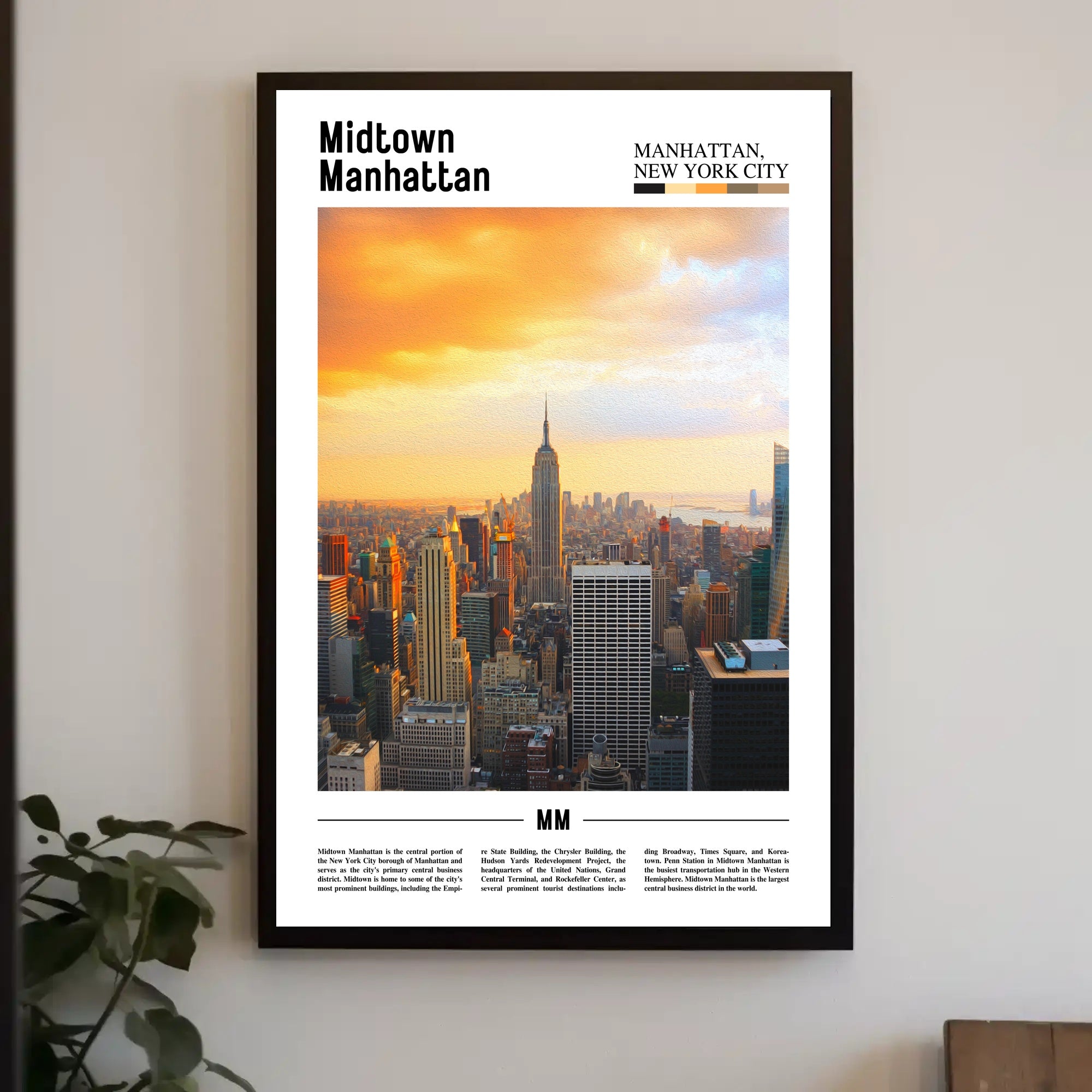 Midtown Manhattan Sunset Skyline Travel Poster PosterGoat