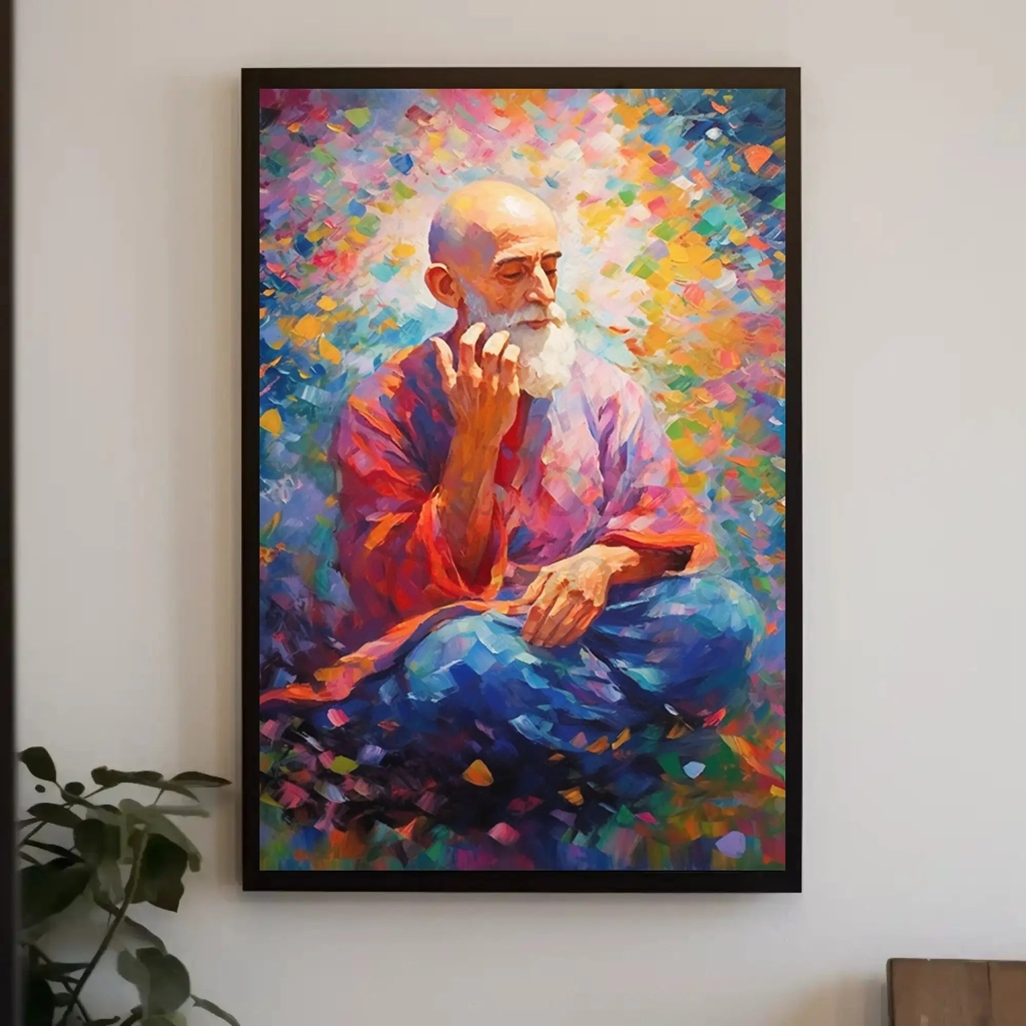 Mindful Elder's Serenity in Meditation Artistic Poster PosterGoat