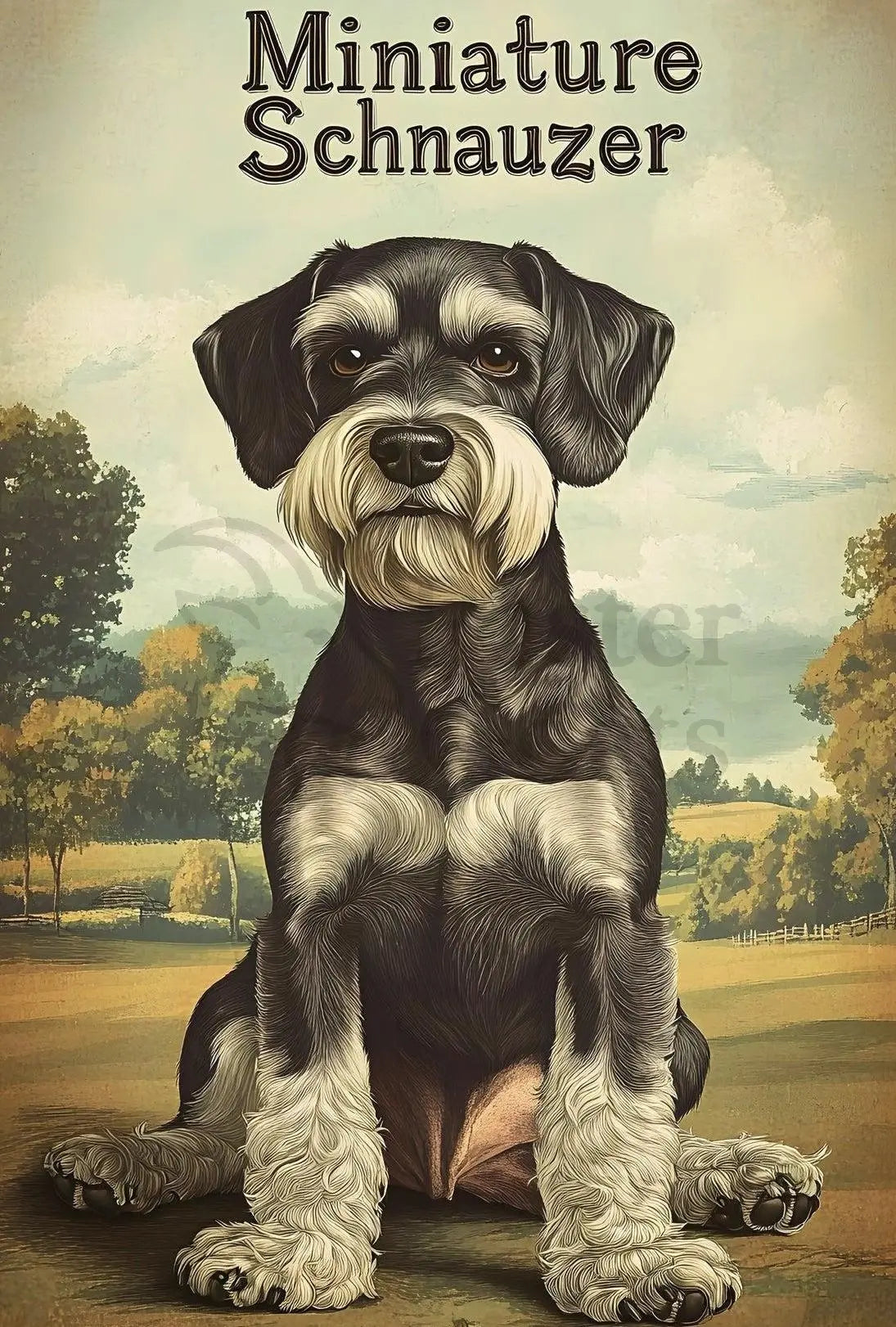 Miniature Schnauzer Countryside Charm Dog Breed Poster PosterGoat