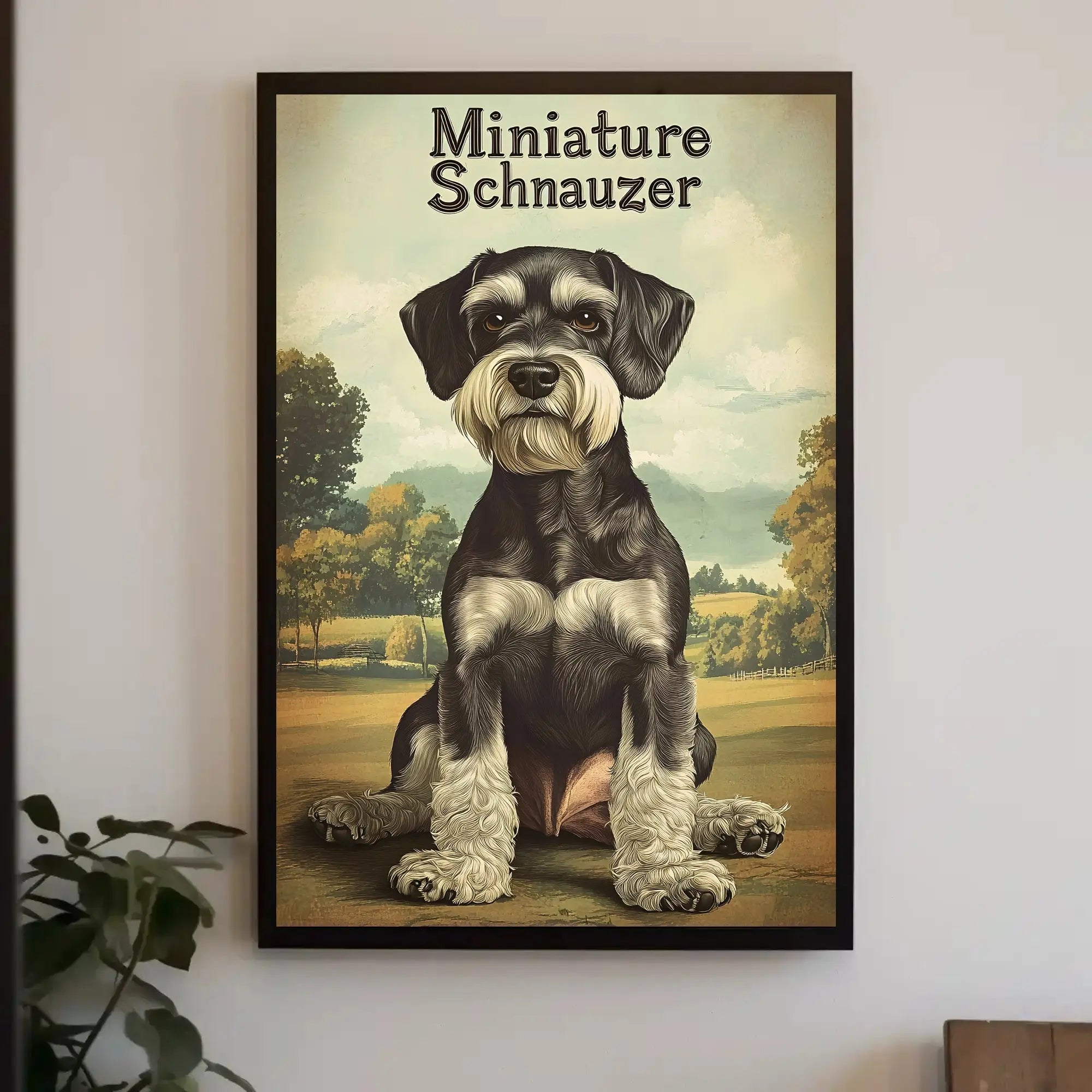 Miniature Schnauzer Countryside Charm Dog Breed Poster PosterGoat