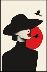Minimalist Woman with Birds Artistic Poster PosterGoat
