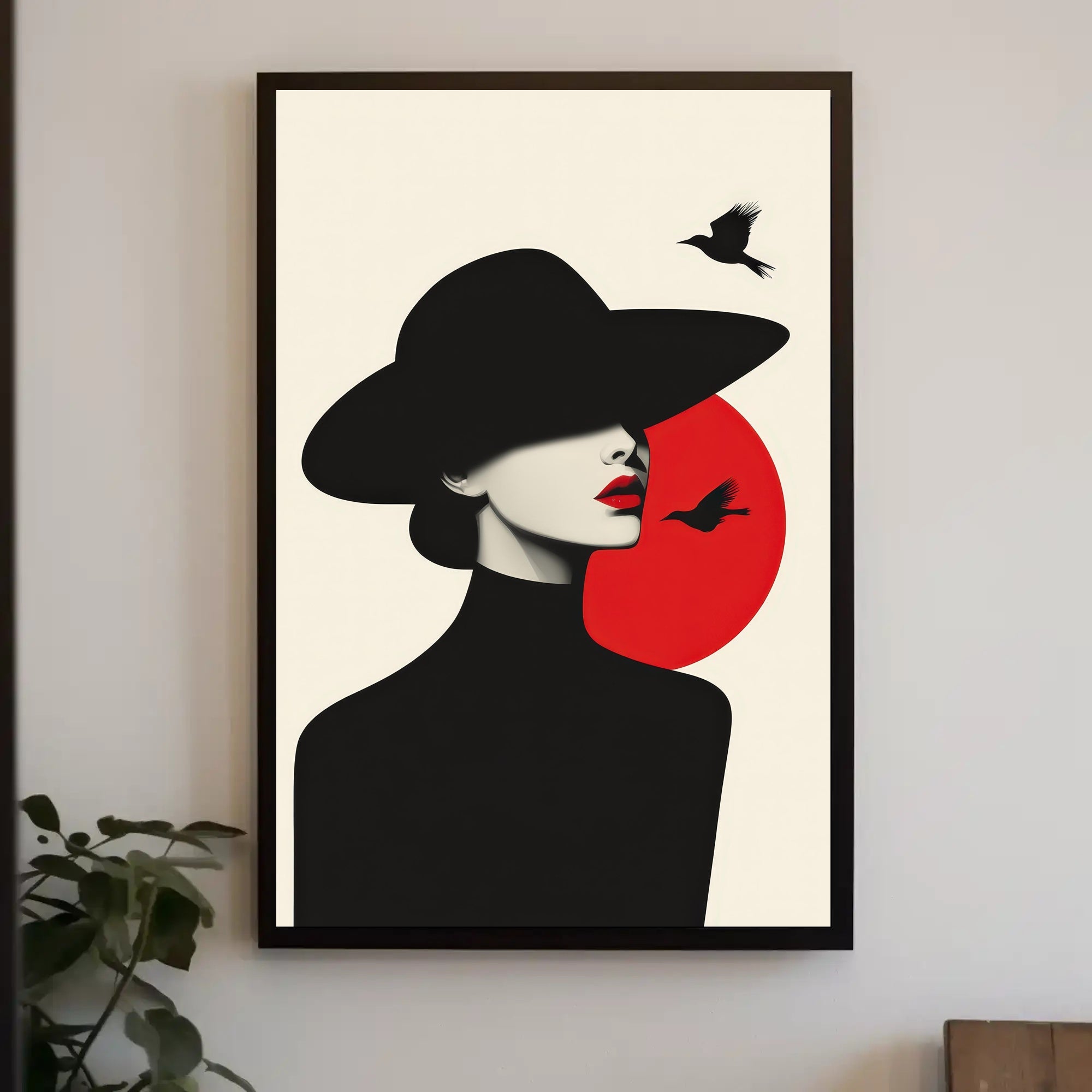 Minimalist Woman with Birds Artistic Poster PosterGoat