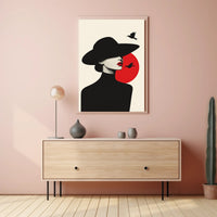 Minimalist Woman with Birds Artistic Poster PosterGoat